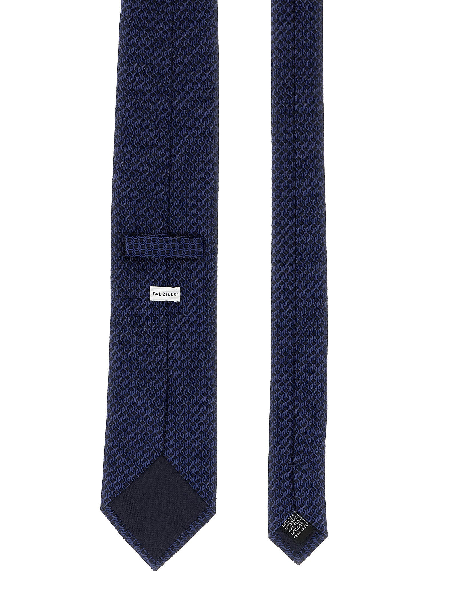 Pal Zileri Navy Blue Jacquard Silk Tie-thumbmail-2