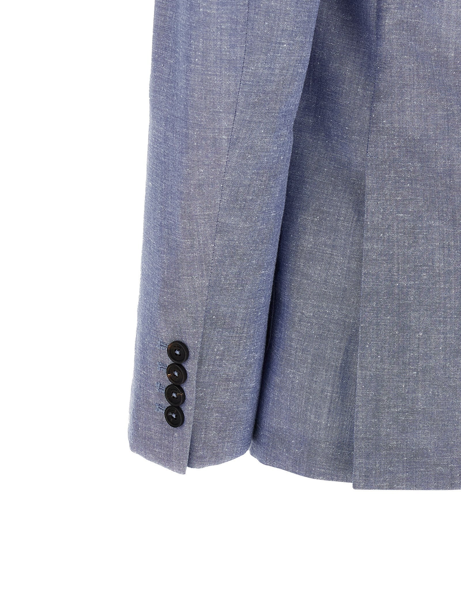 Pal Zileri Brera Unstructured Blazer Wool Silk Linen Light Blue-thumbmail-4