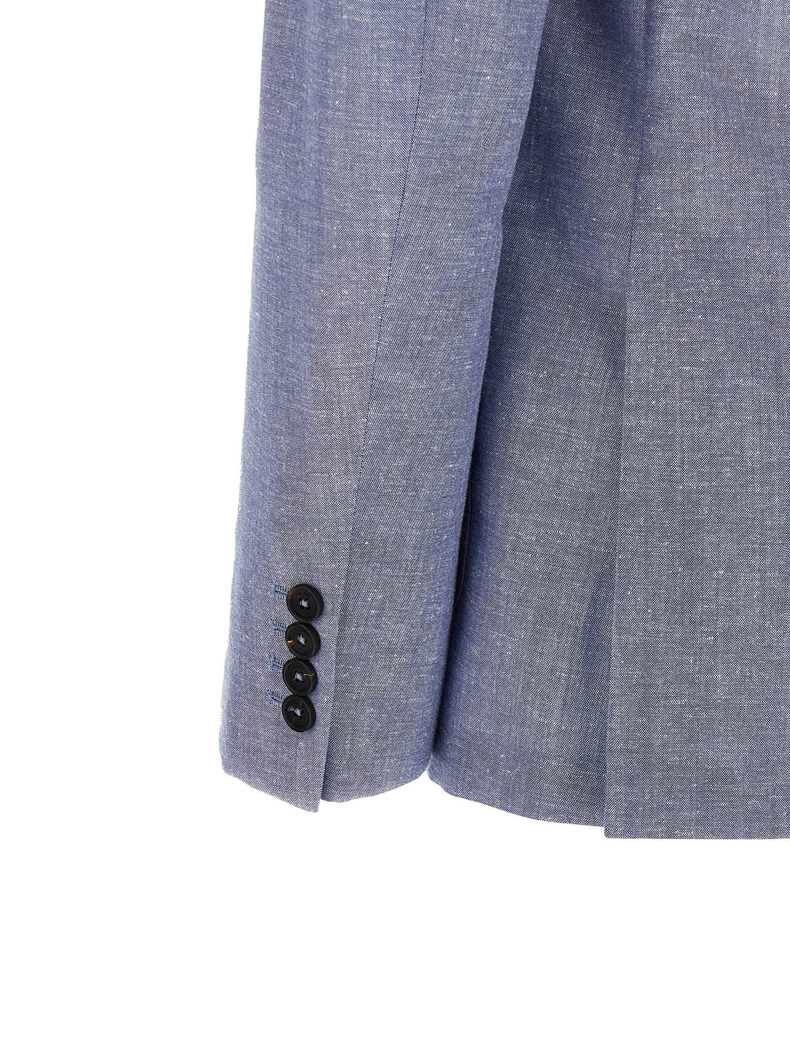 Pal Zileri lichtblauwe blazer detail van manchet en weefstructuur