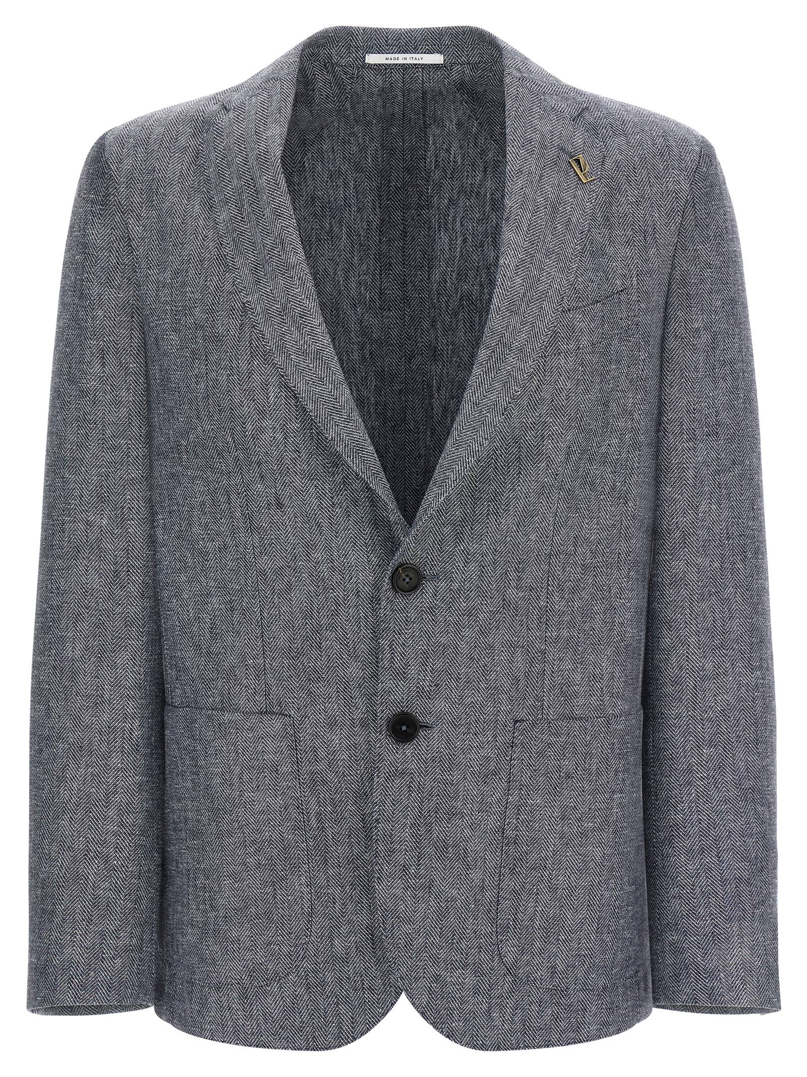 Pal Zileri Brera Ongevoerd Linnen Blend Colbert Grijs Jackets Pal Zileri