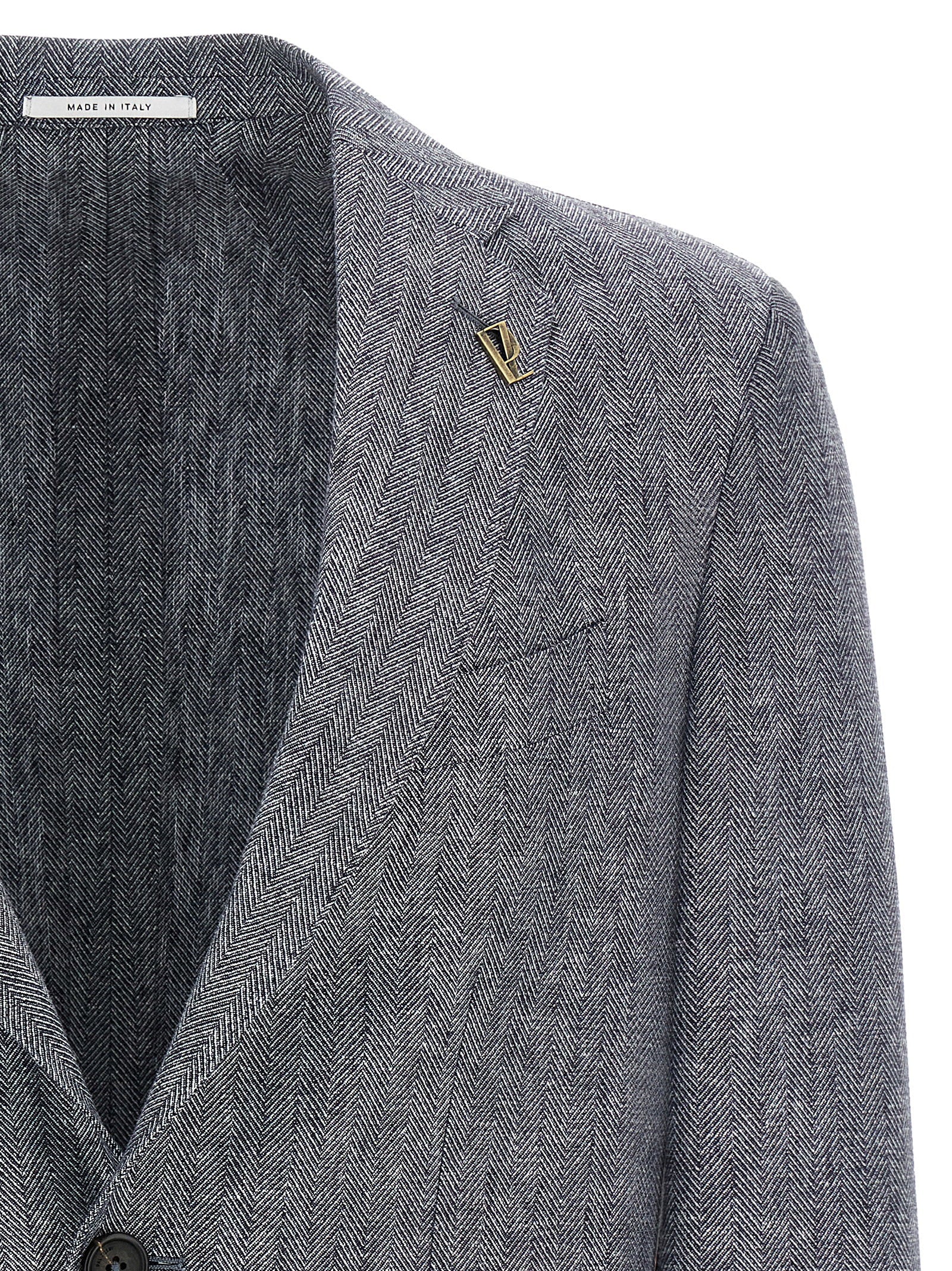 Pal Zileri 'Brera' Single-Breasted Linen Blend Blazer Grey-thumbmail-3