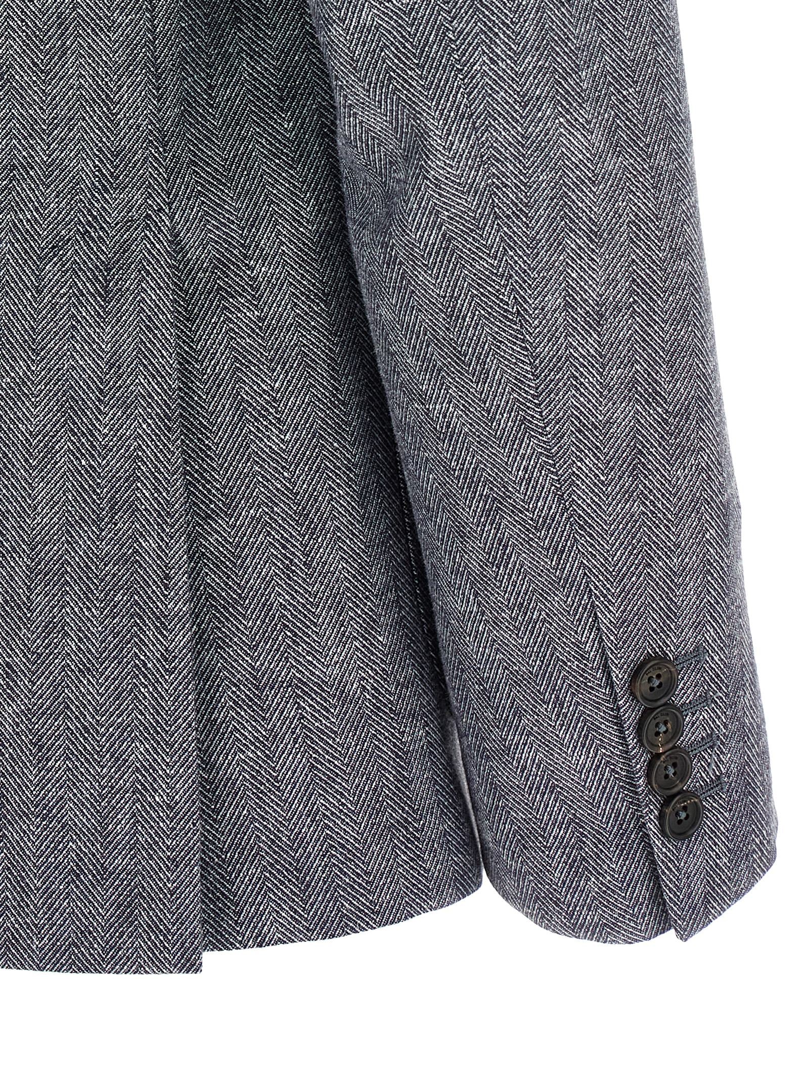 Pal Zileri 'Brera' Single-Breasted Linen Blend Blazer Grey-thumbmail-4