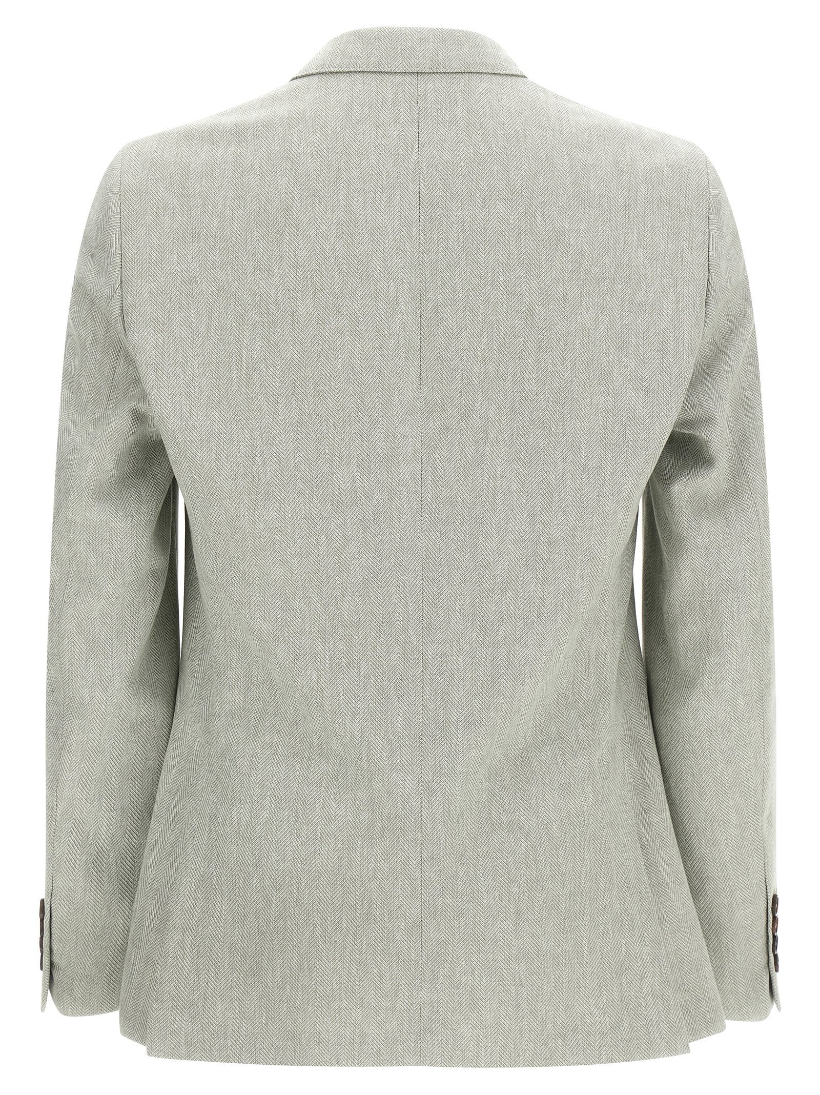Pal Zileri Brera Single-Breasted Linen Blazer Light Grey Chevron Jackets Pal Zileri
