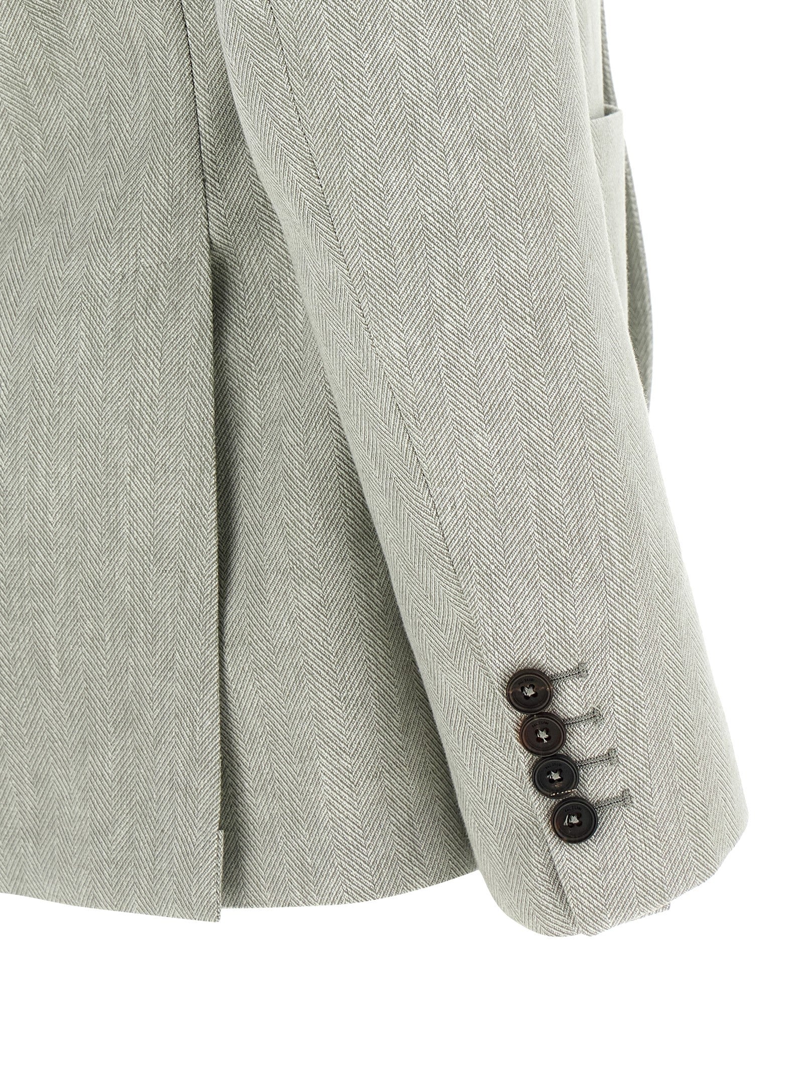 Pal Zileri Brera Single-Breasted Linen Blazer Light Grey Chevron Jackets Pal Zileri