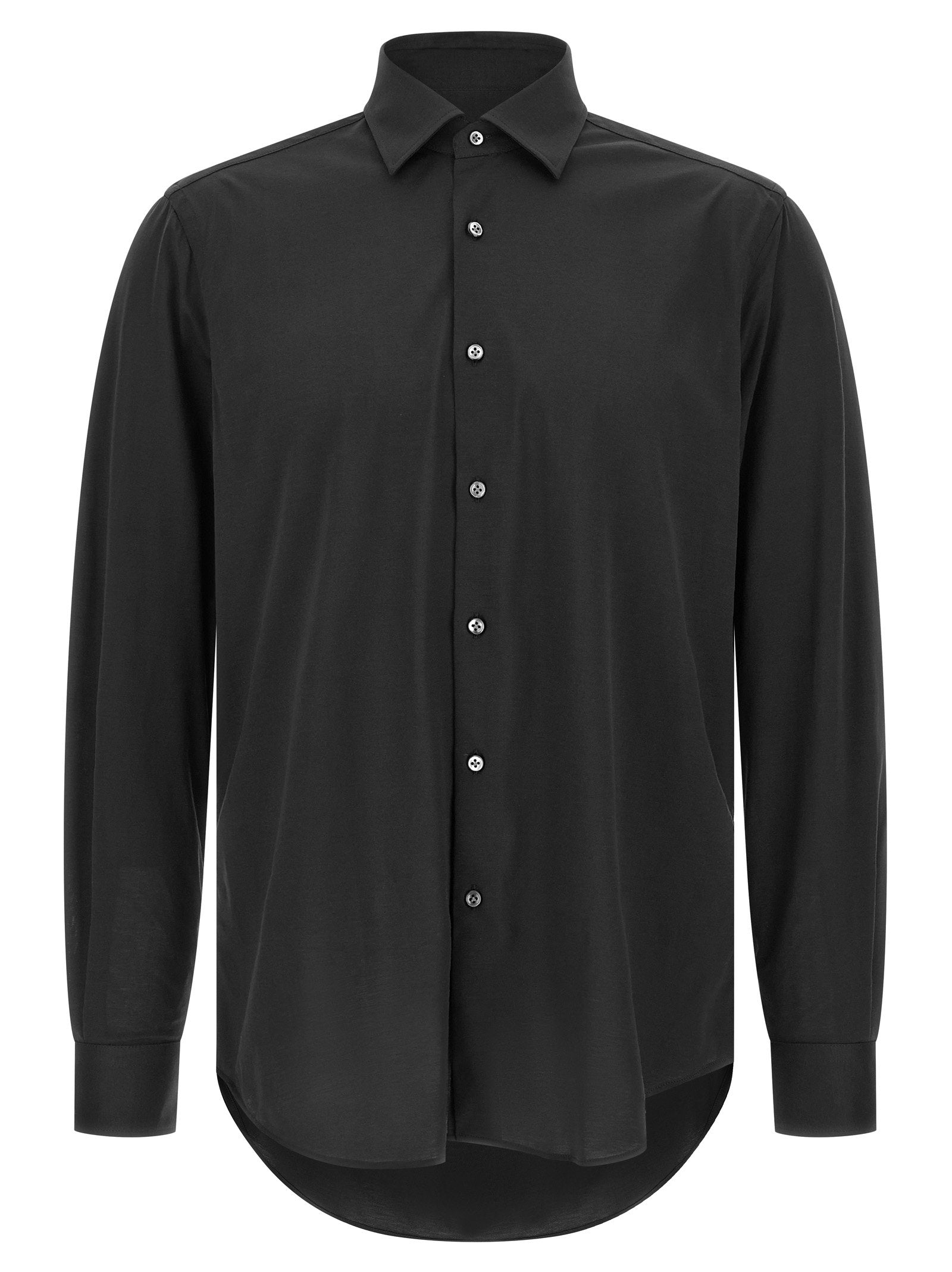 Pal Zileri Effortless katoenen jersey overhemd zwart voorzijde