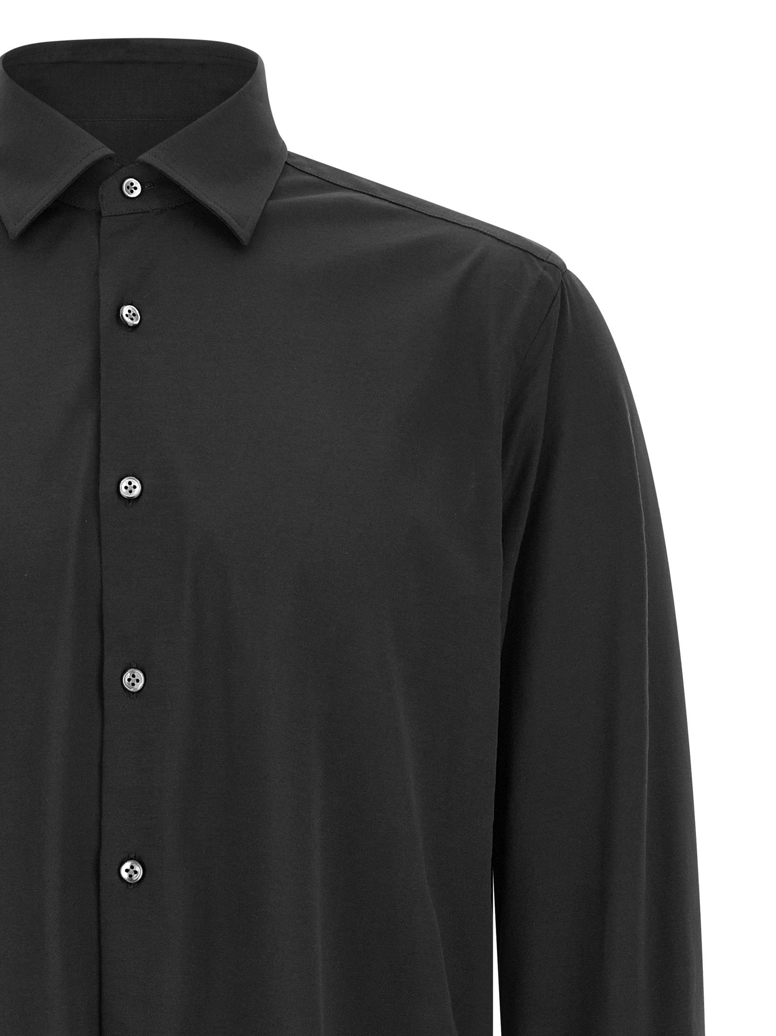 Pal Zileri jersey overhemd detail van Milano-kraag en knoopsluiting