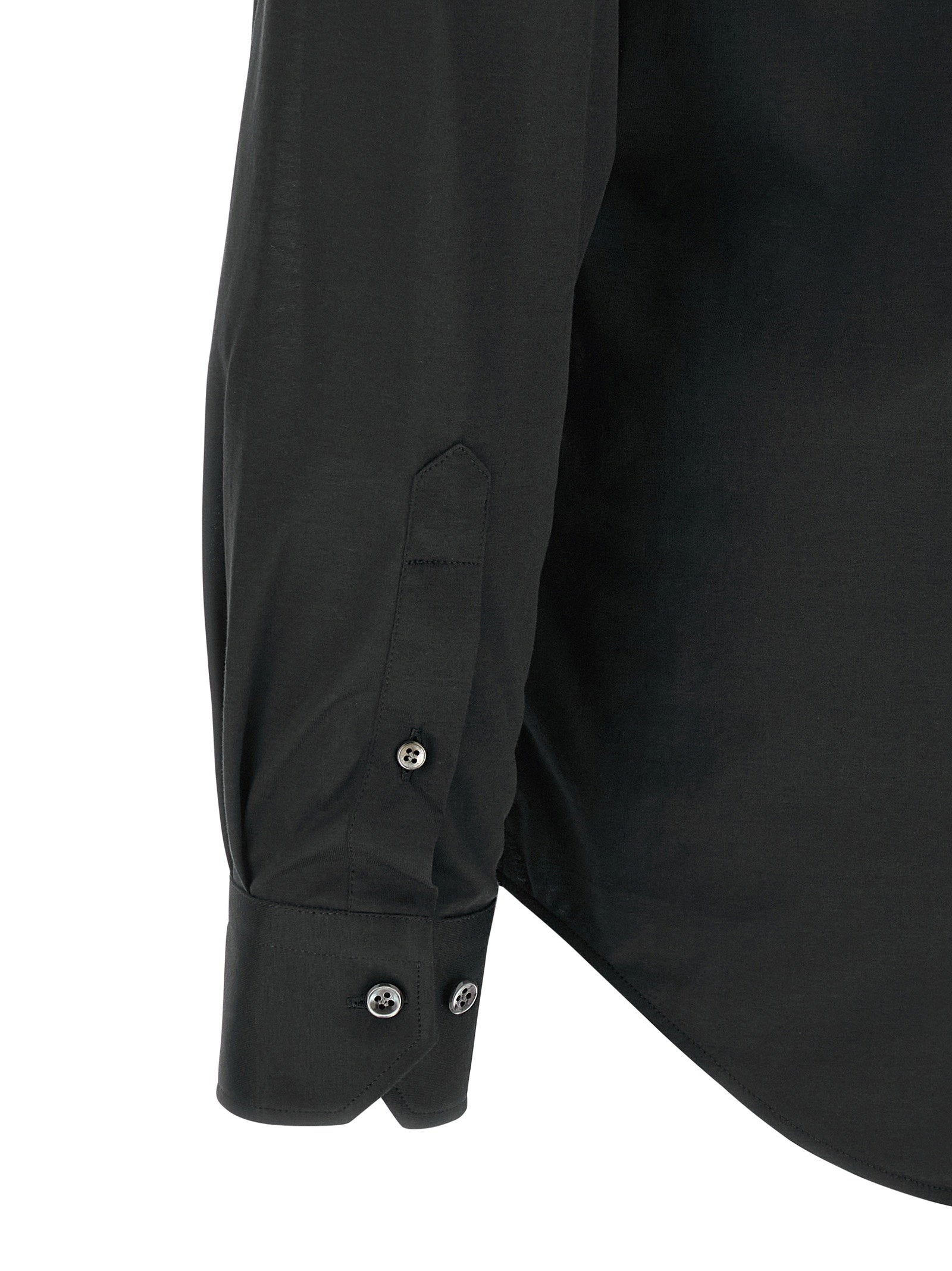 Pal Zileri Effortless overhemd detail van manchet en afgeronde zoom