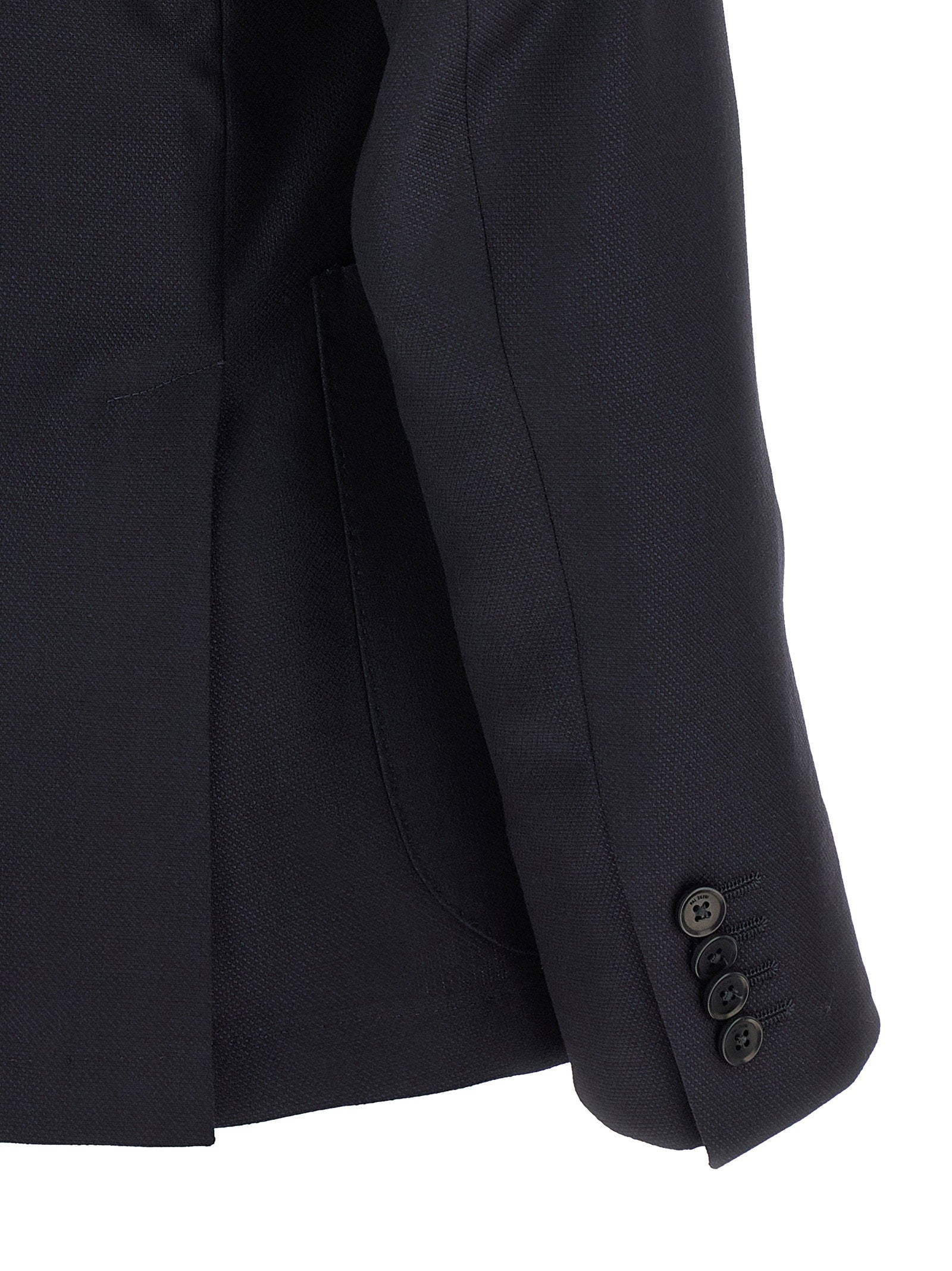 Pal Zileri Baron Blazer Navy - close-up van de piqué wol