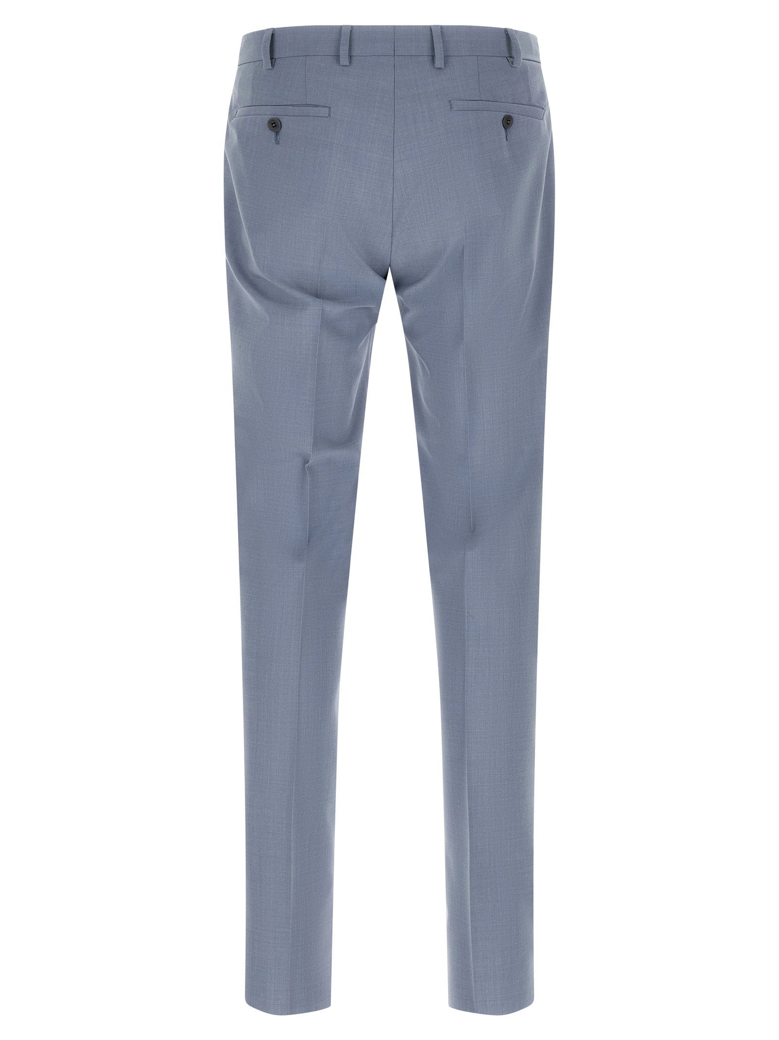 Pal Zileri Lord kostuum lichtblauw - detail broek met gestrekte voorplooi