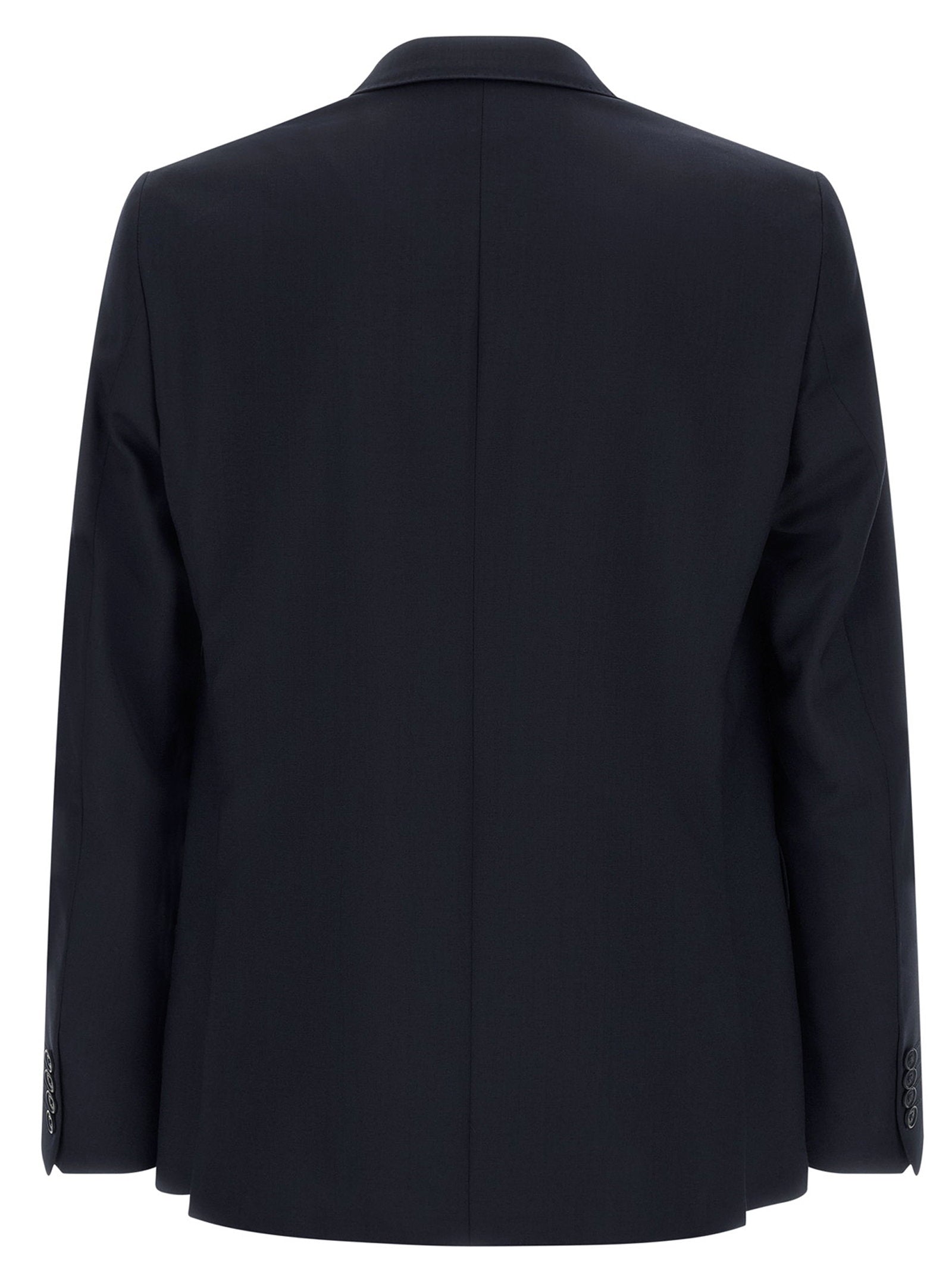 Pal Zileri kostuum in marineblauw, close-up van de revers en broche