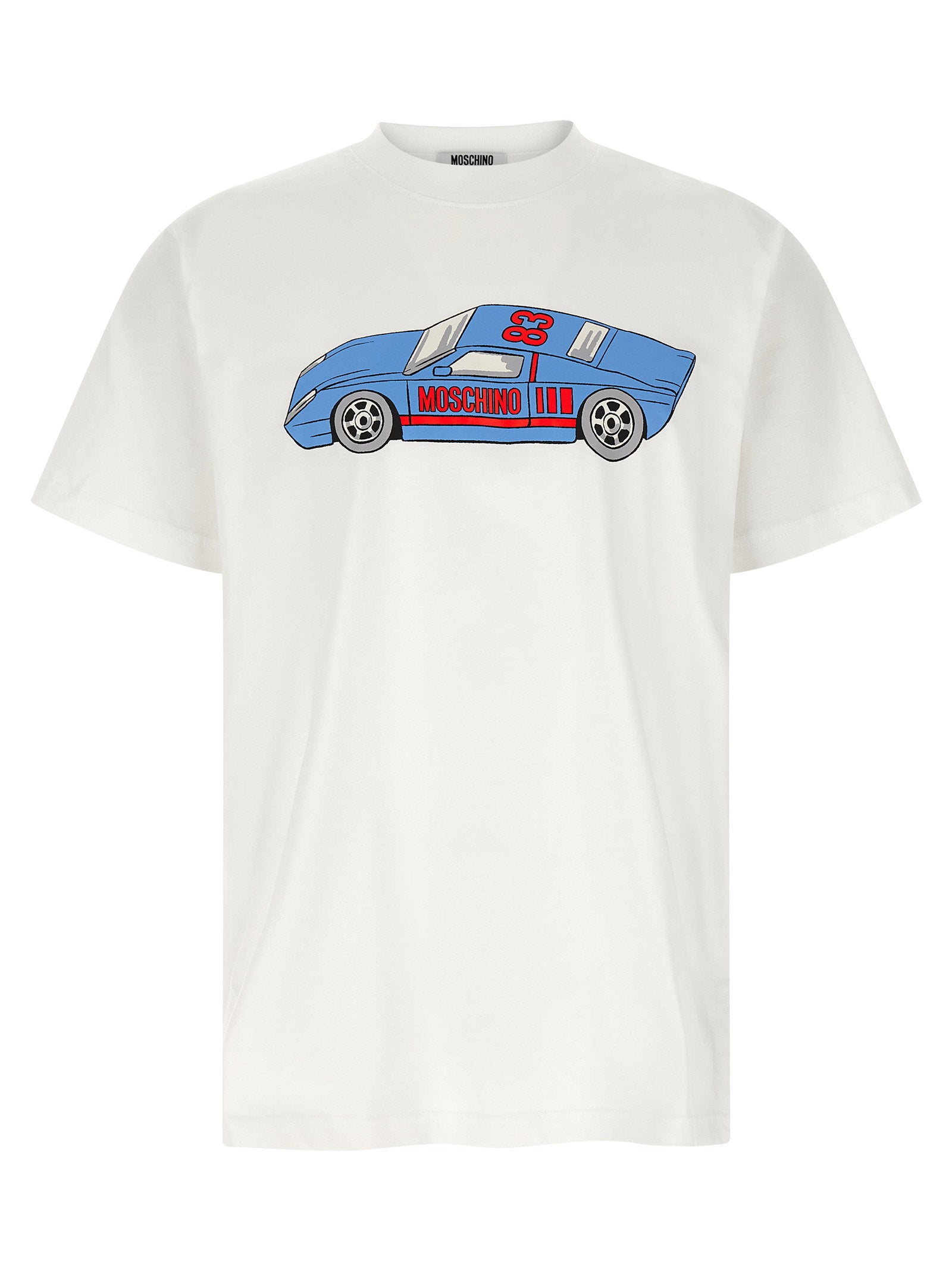 Moschino T-shirt met Sportwagen Print Wit