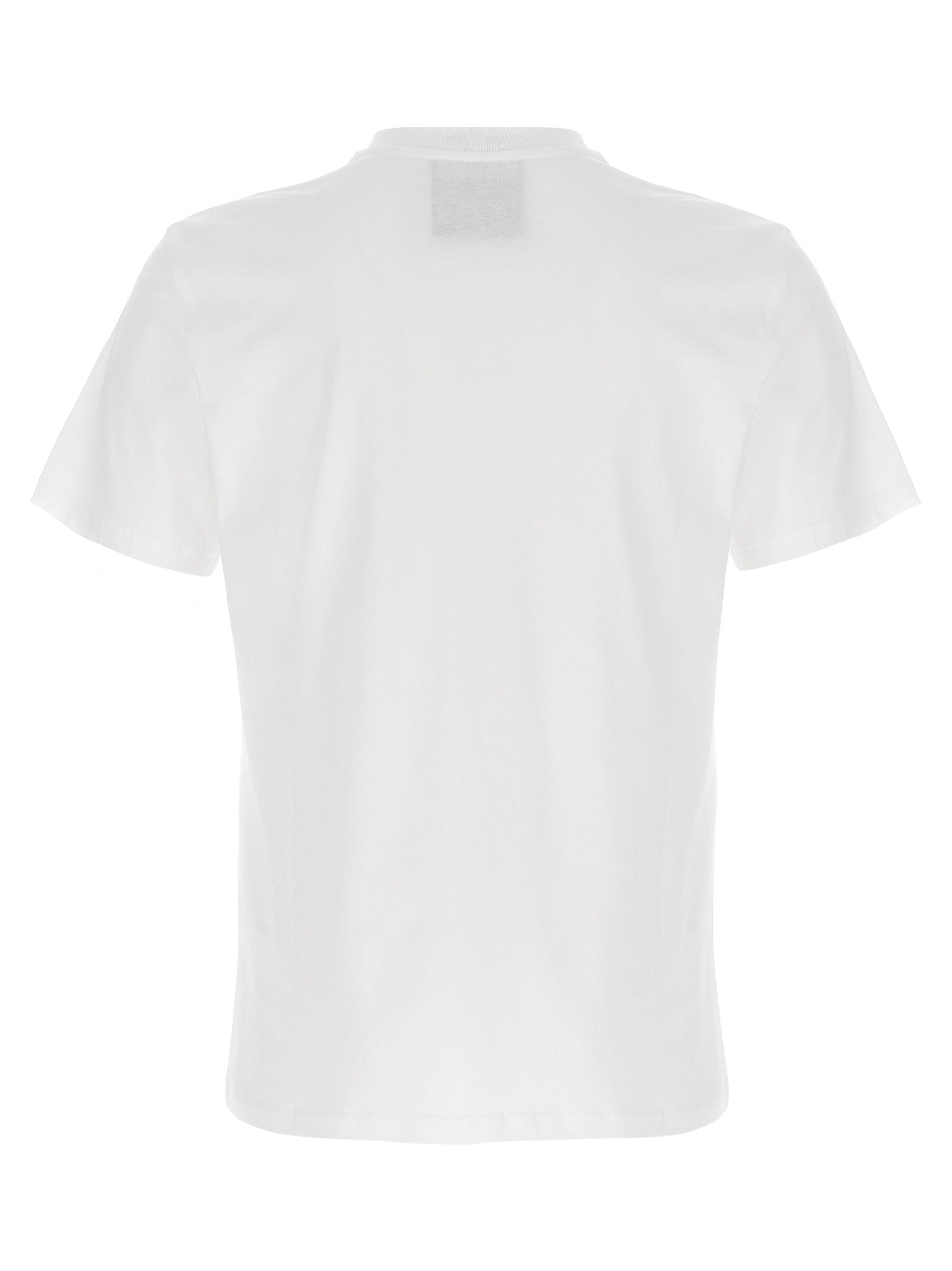 Moschino Logo Embroidery Jersey T-shirt wit, close-up geborduurd logo op borst