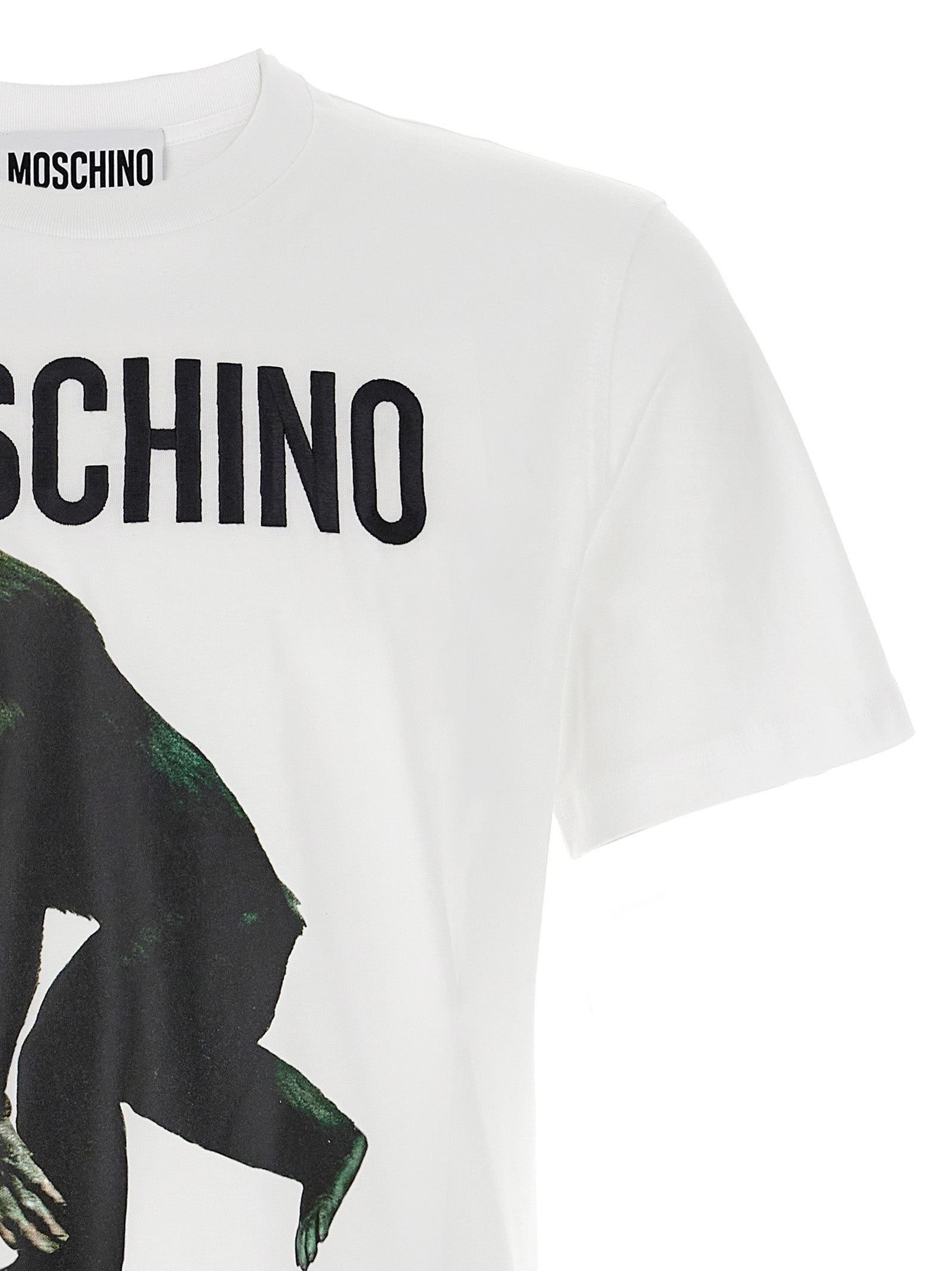 Moschino Printed Organic Cotton Jersey T-Shirt White-thumbmail-3
