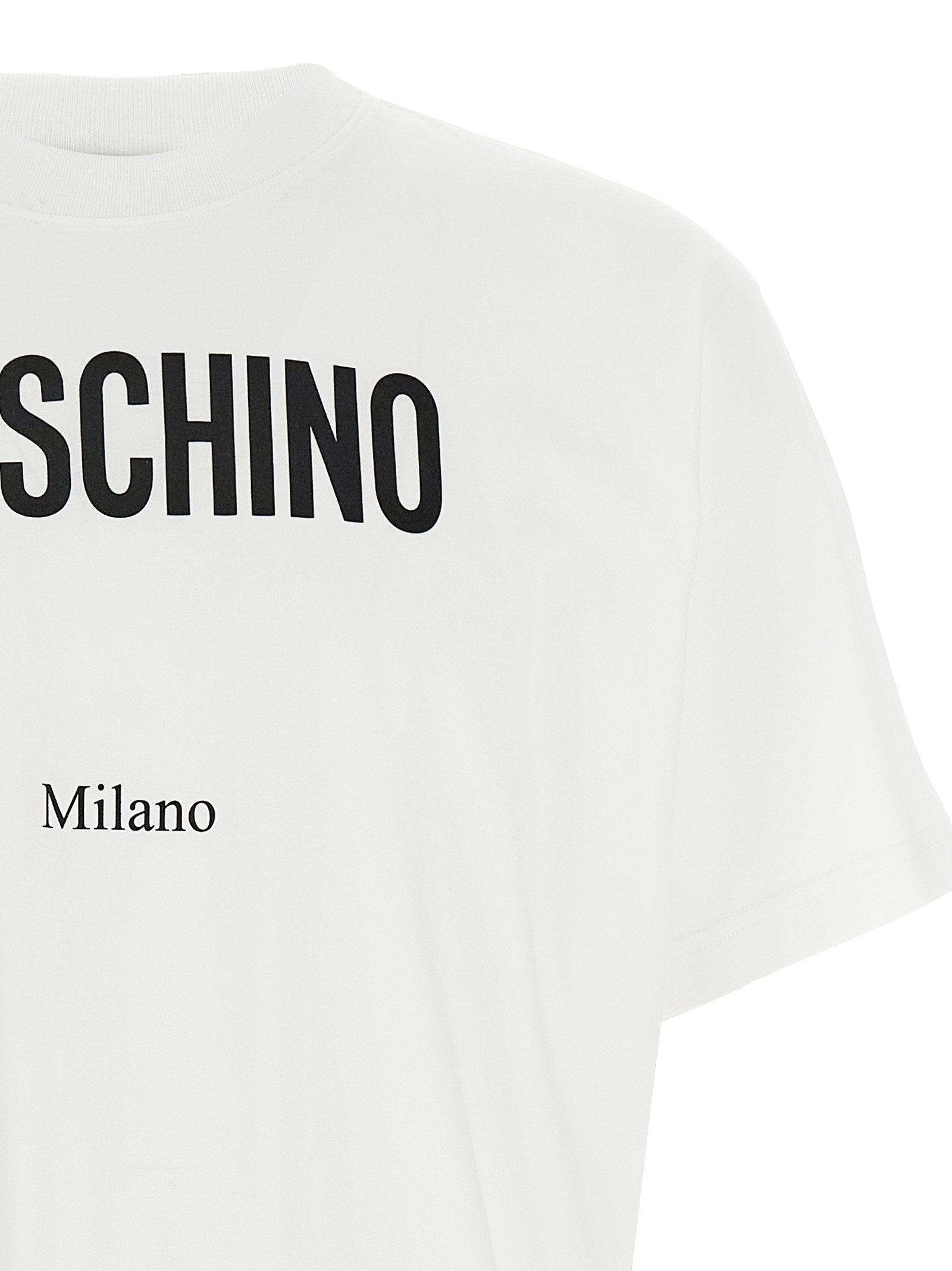 Moschino Logo Print Katoenen T-shirt Wit Topwear Moschino