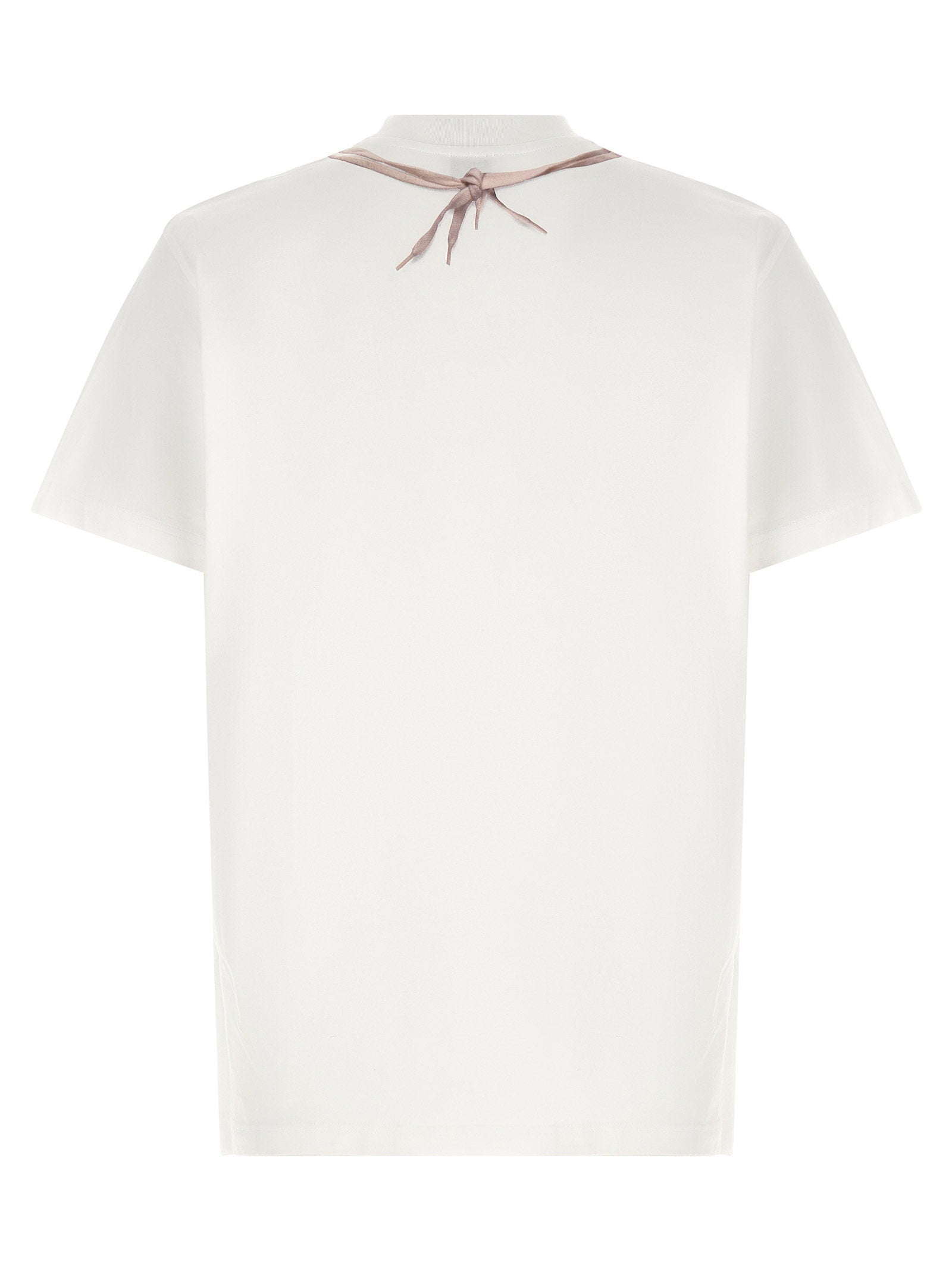 Moschino T-shirt in wit met trompe-l'œil bokshandschoenprint, detail print