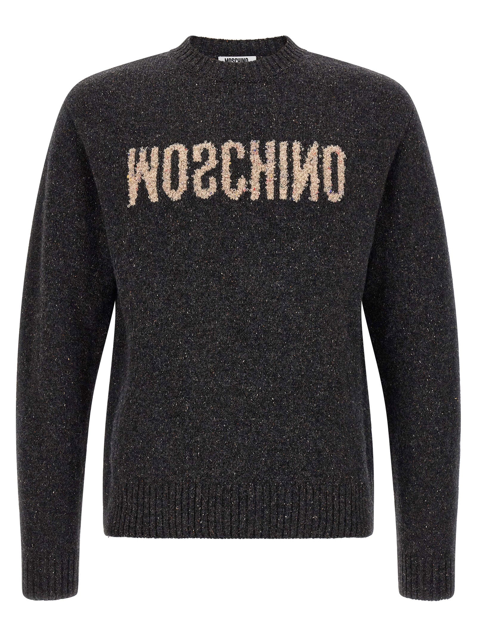 Moschino Mirrored Logo Trui Grijs Topwear Moschino