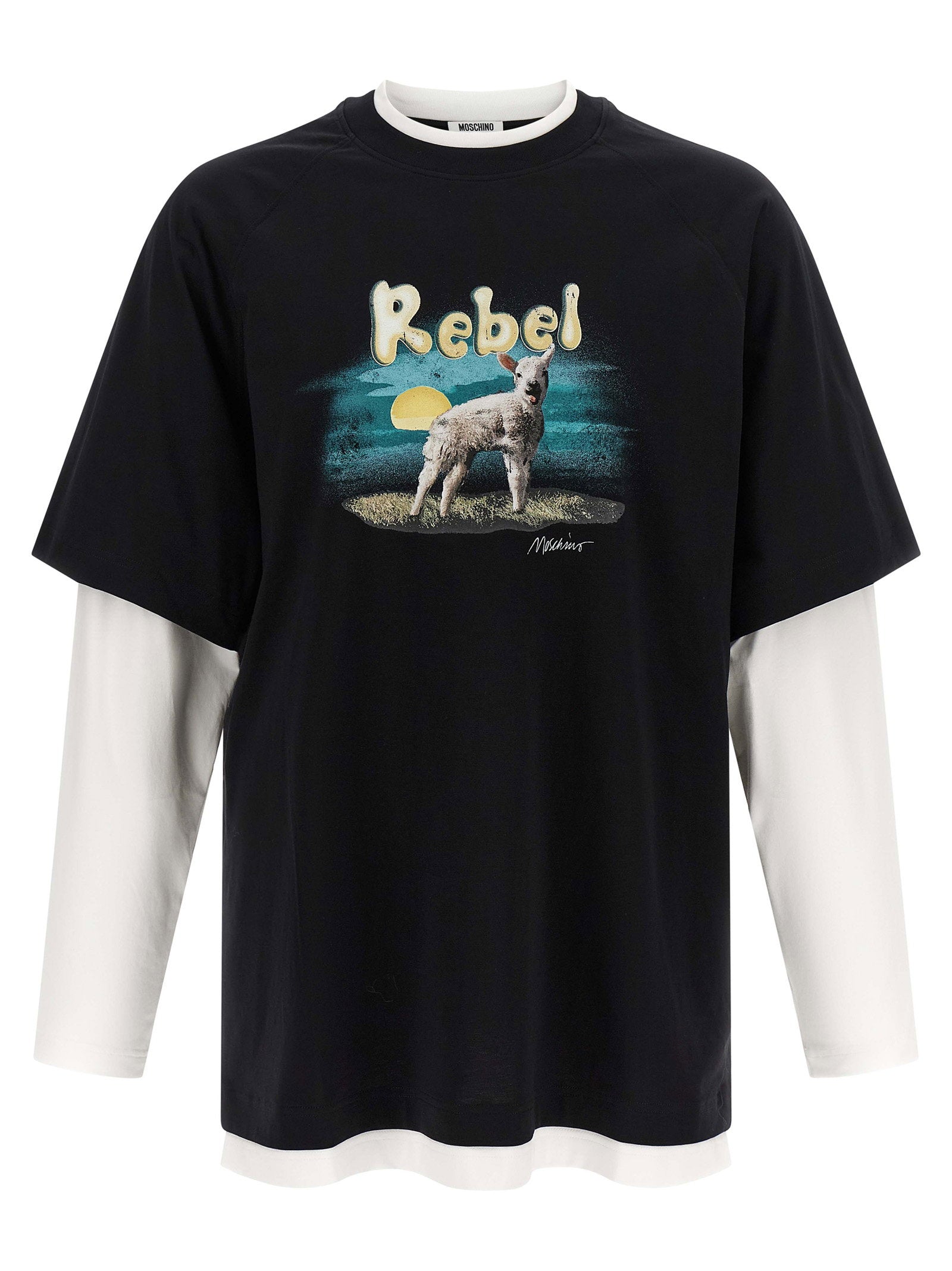 Moschino Double Layer Rebel T-shirt Zwart Topwear Moschino