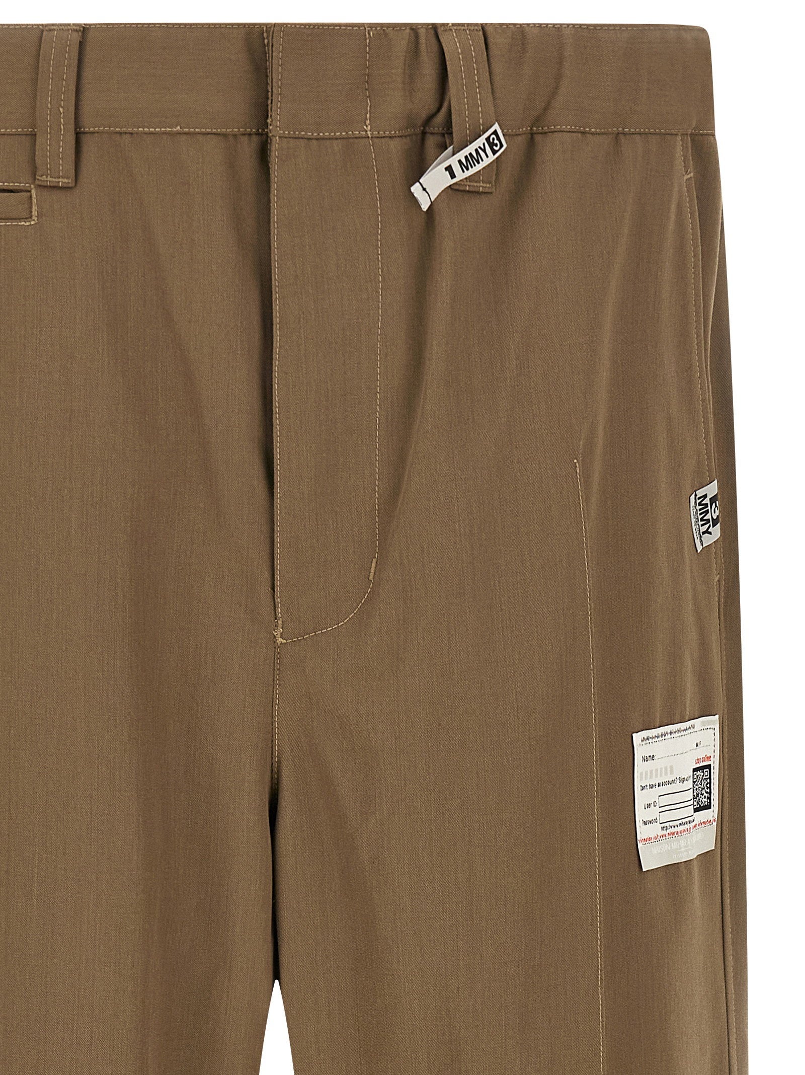 Maison Mihara Yasuhiro Mix Layered Wol Gabardine Pantalon Bruin-thumbmail-3