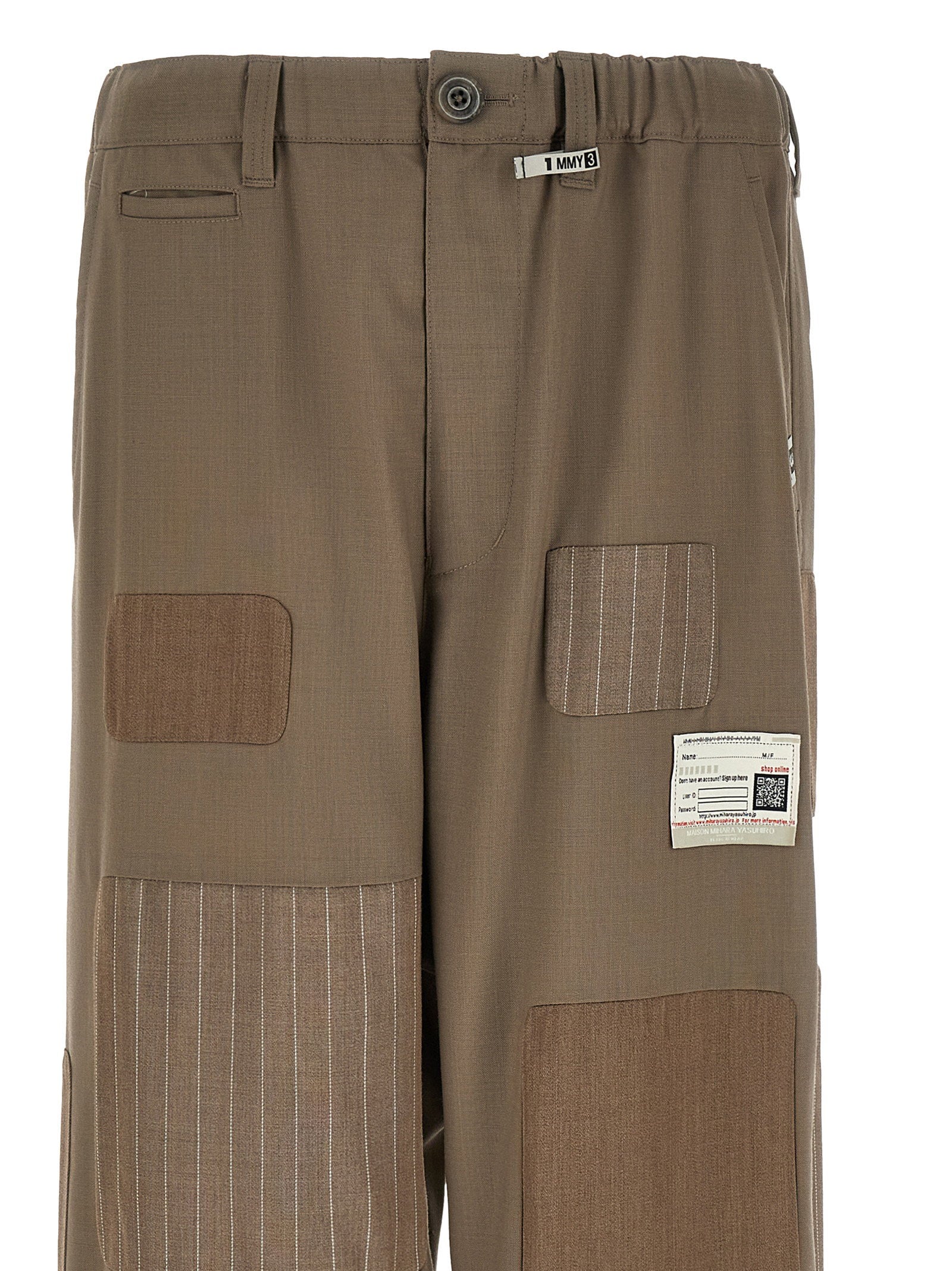 Maison Mihara Yasuhiro Repaired Wool Patchwork Pants Beige Trousers Maison Mihara Yasuhiro
