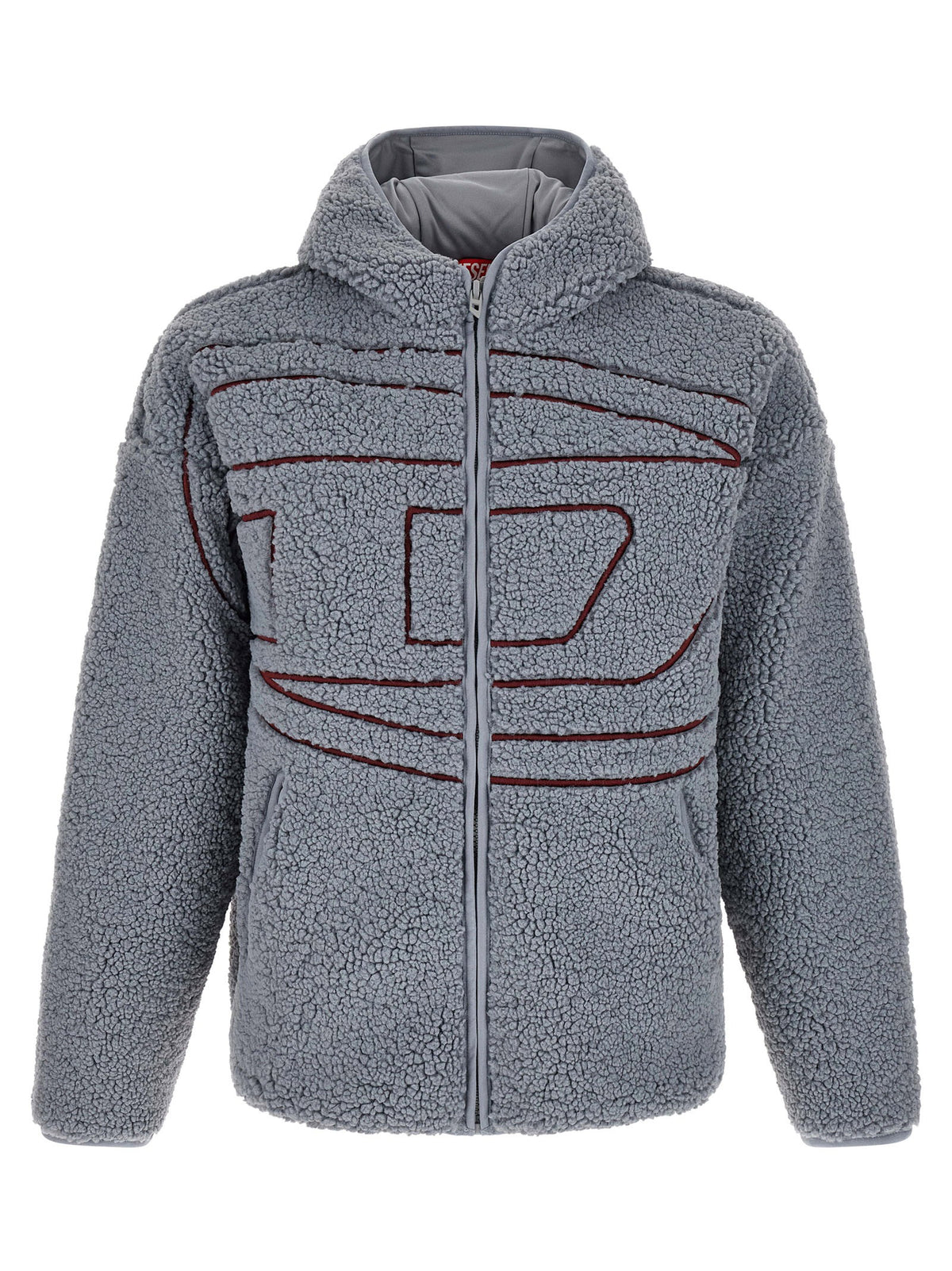 Diesel S-Zat Teddyfleece Hoodie met Rits Grijs