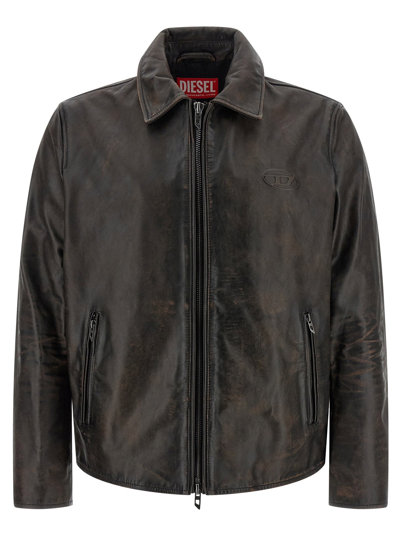 Diesel L-Amar-WRD Leren Jack Bruin