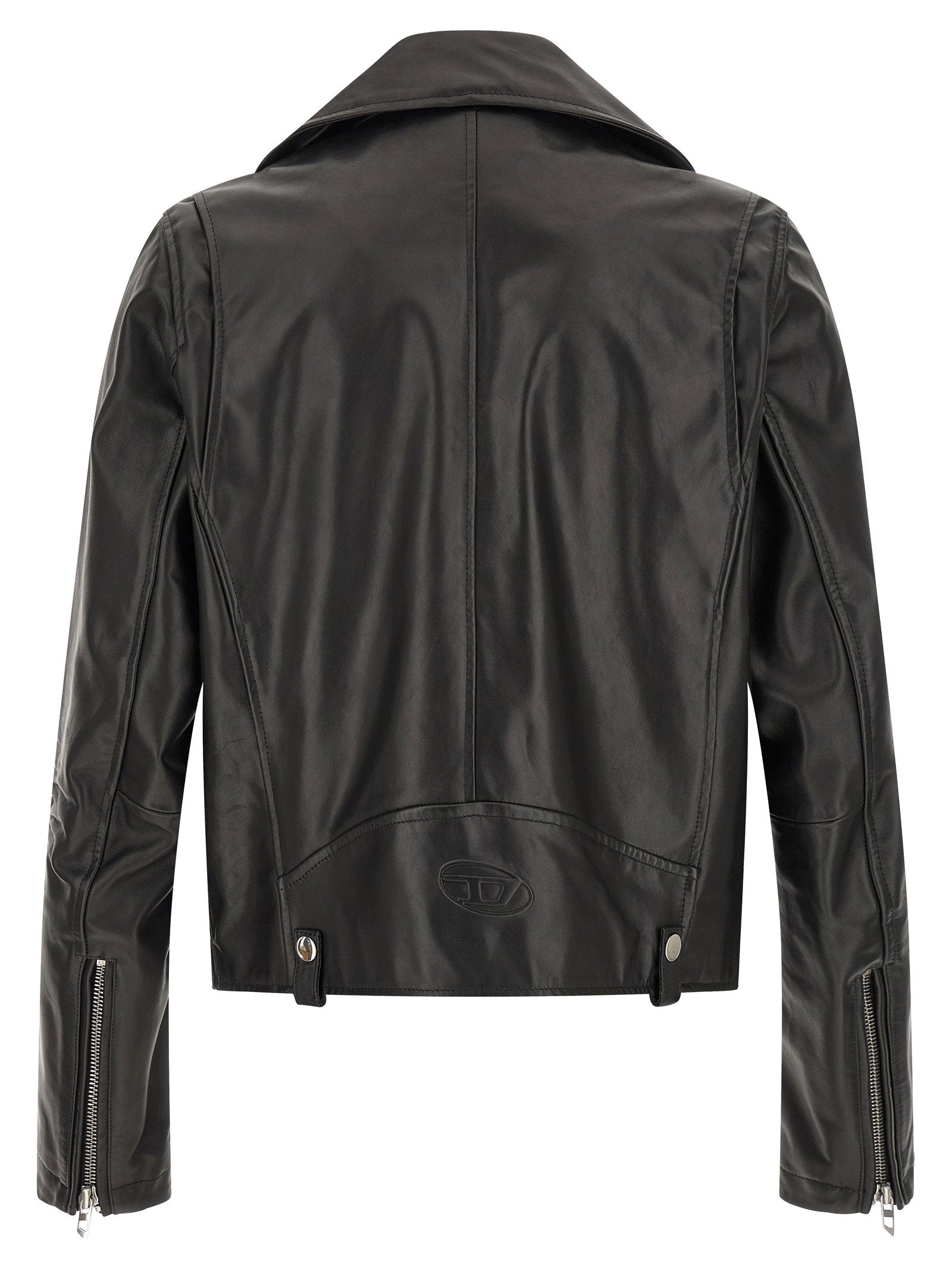 Diesel L-Eo-Wrd Leren Biker Jack Zwart-thumbmail-2