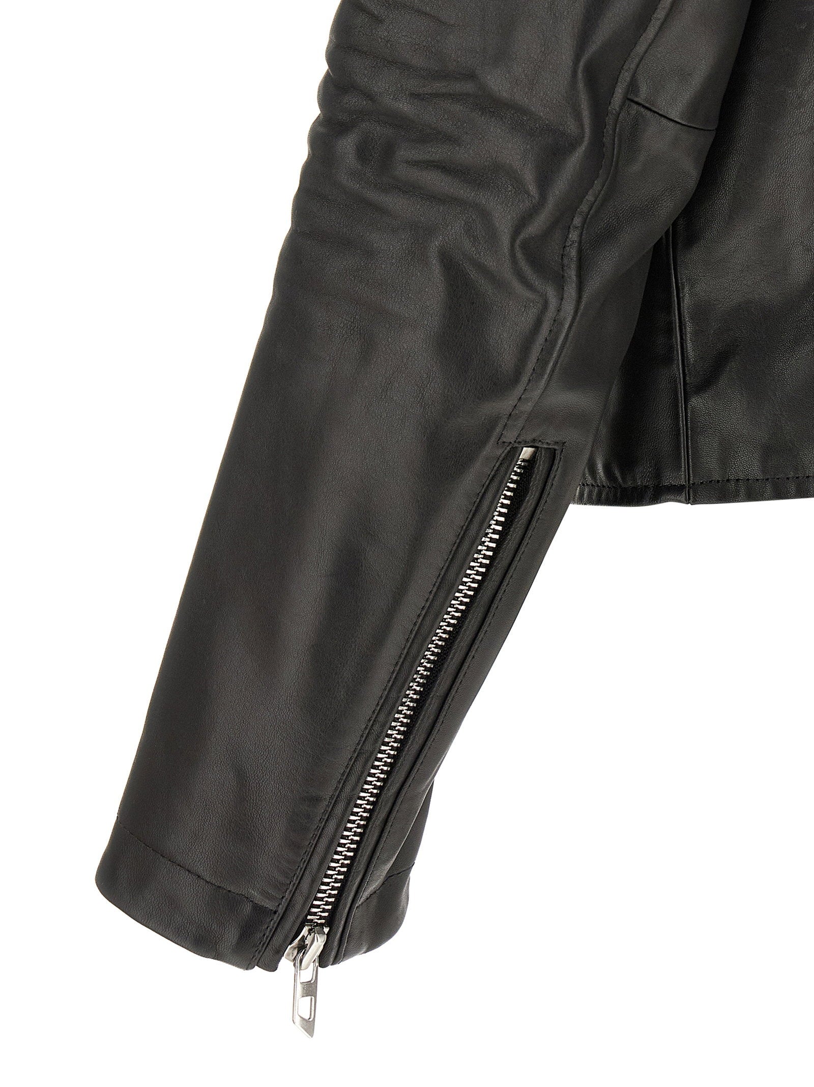 Diesel L-Eo-Wrd Leren Biker Jack Zwart-thumbmail-4