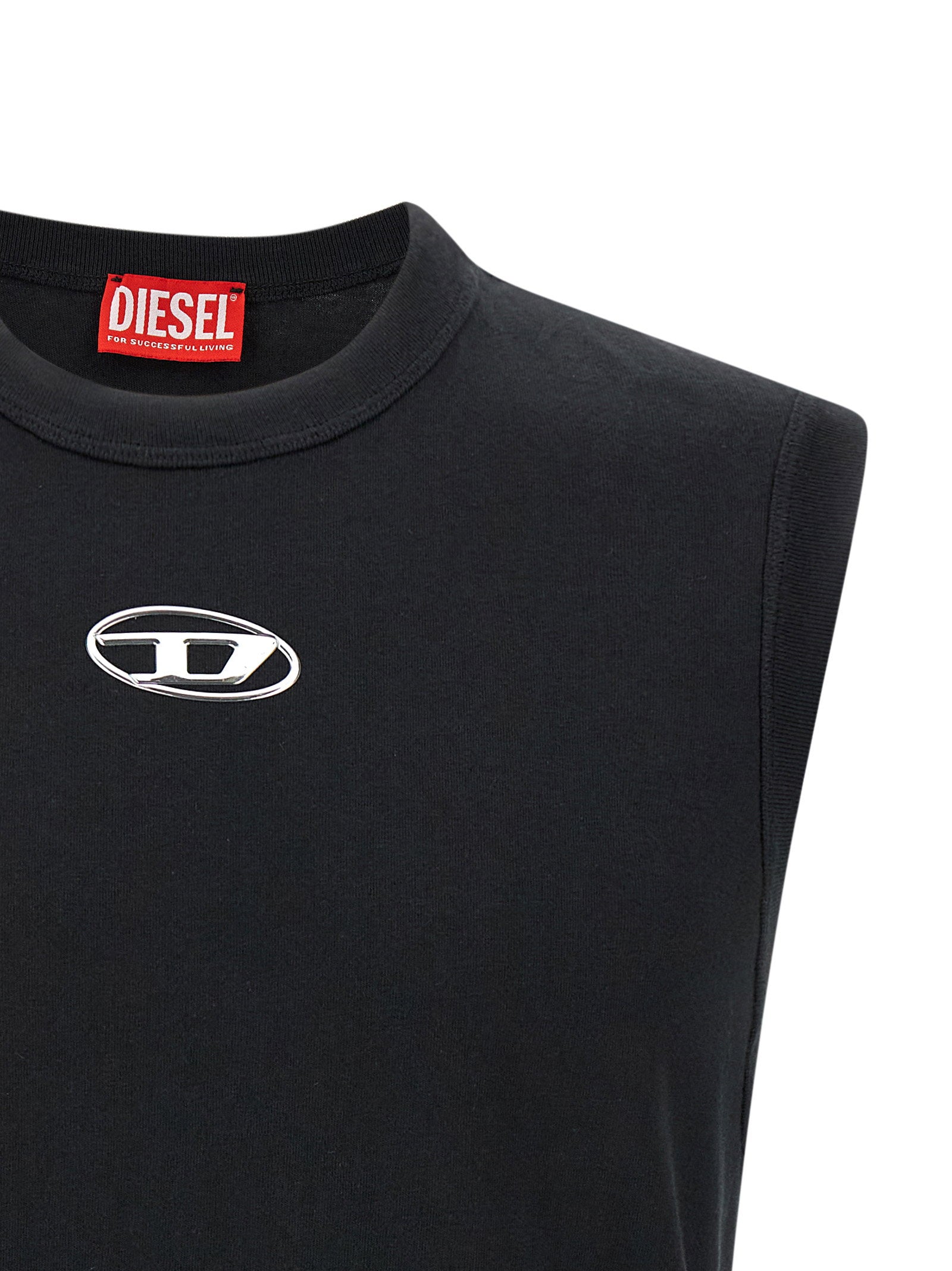 Diesel T-Bisco-Iod Metalen Oval D Tanktop Zwart-thumbmail-3