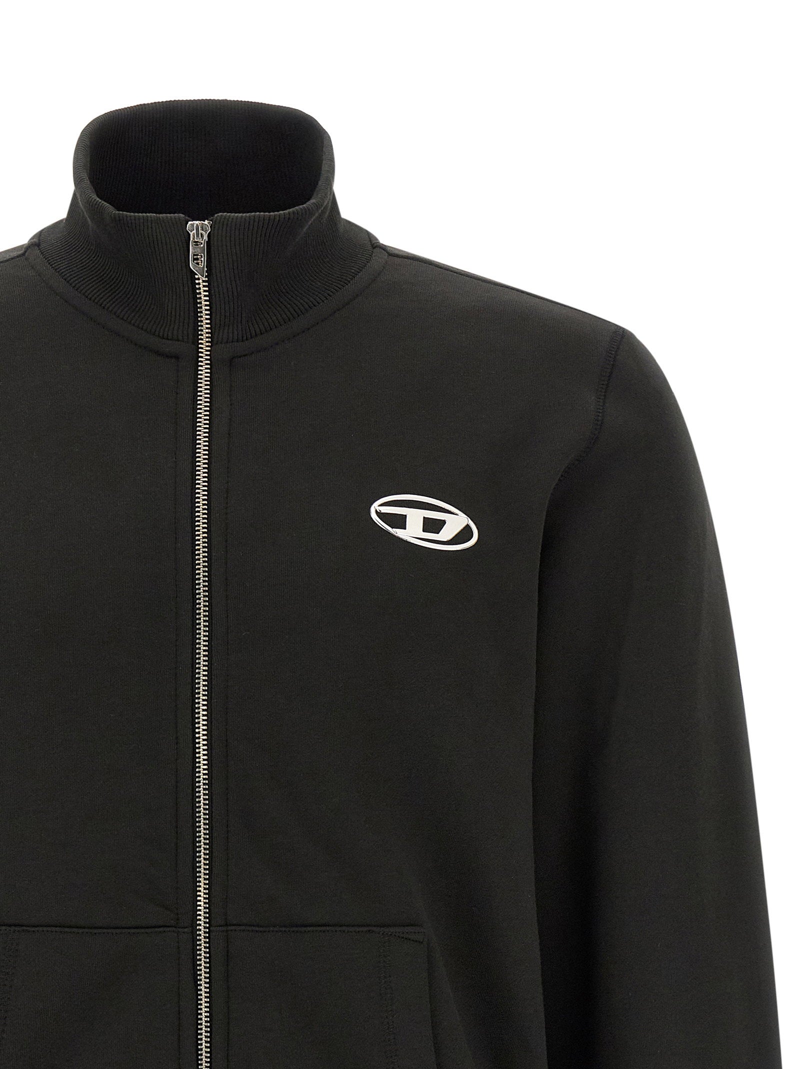 Diesel S-Ginn-Zip-Iod sweatvest detail van kraag en rits