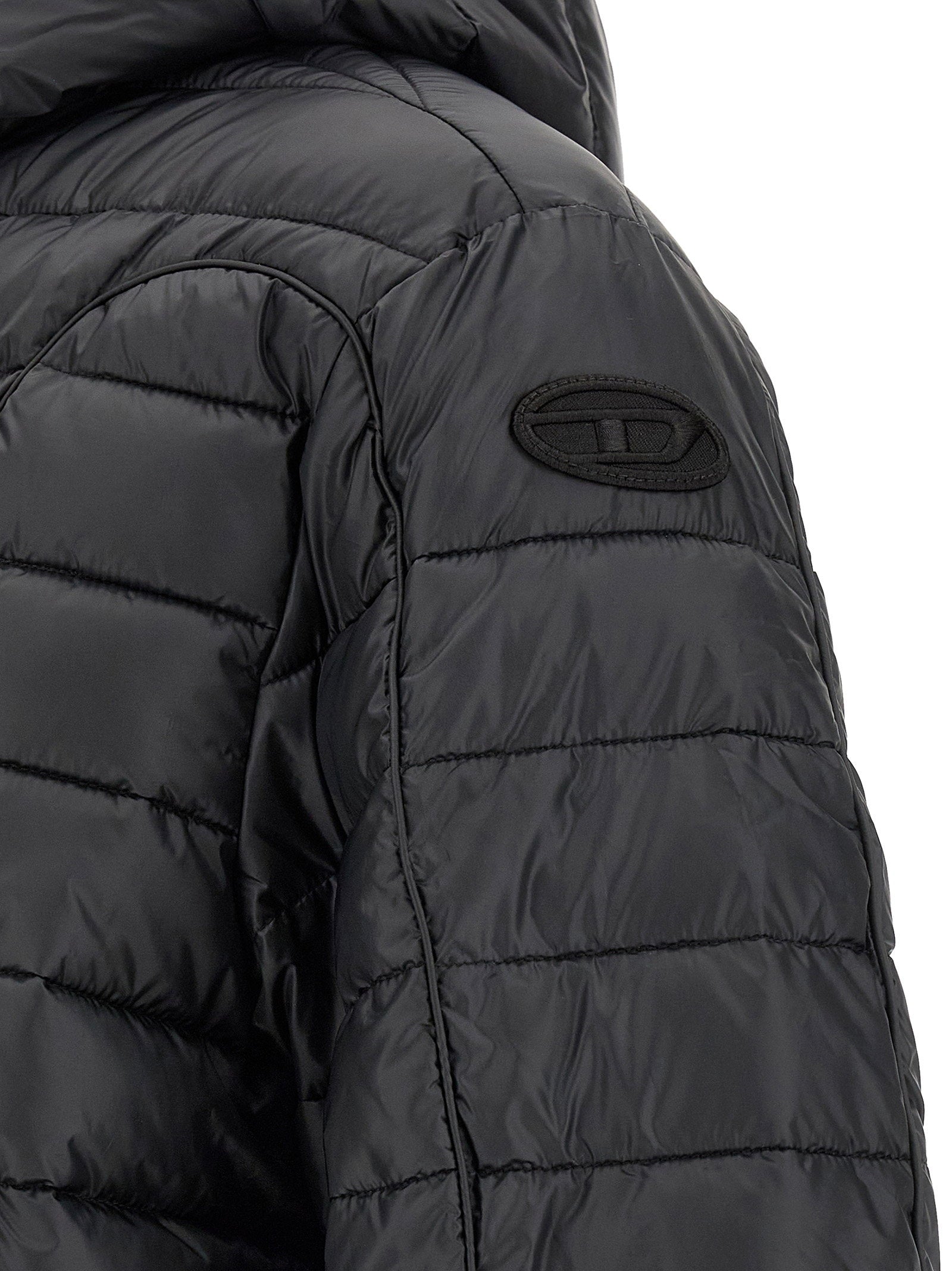 Diesel W-Stone-WRD donsjack zwart detail logo