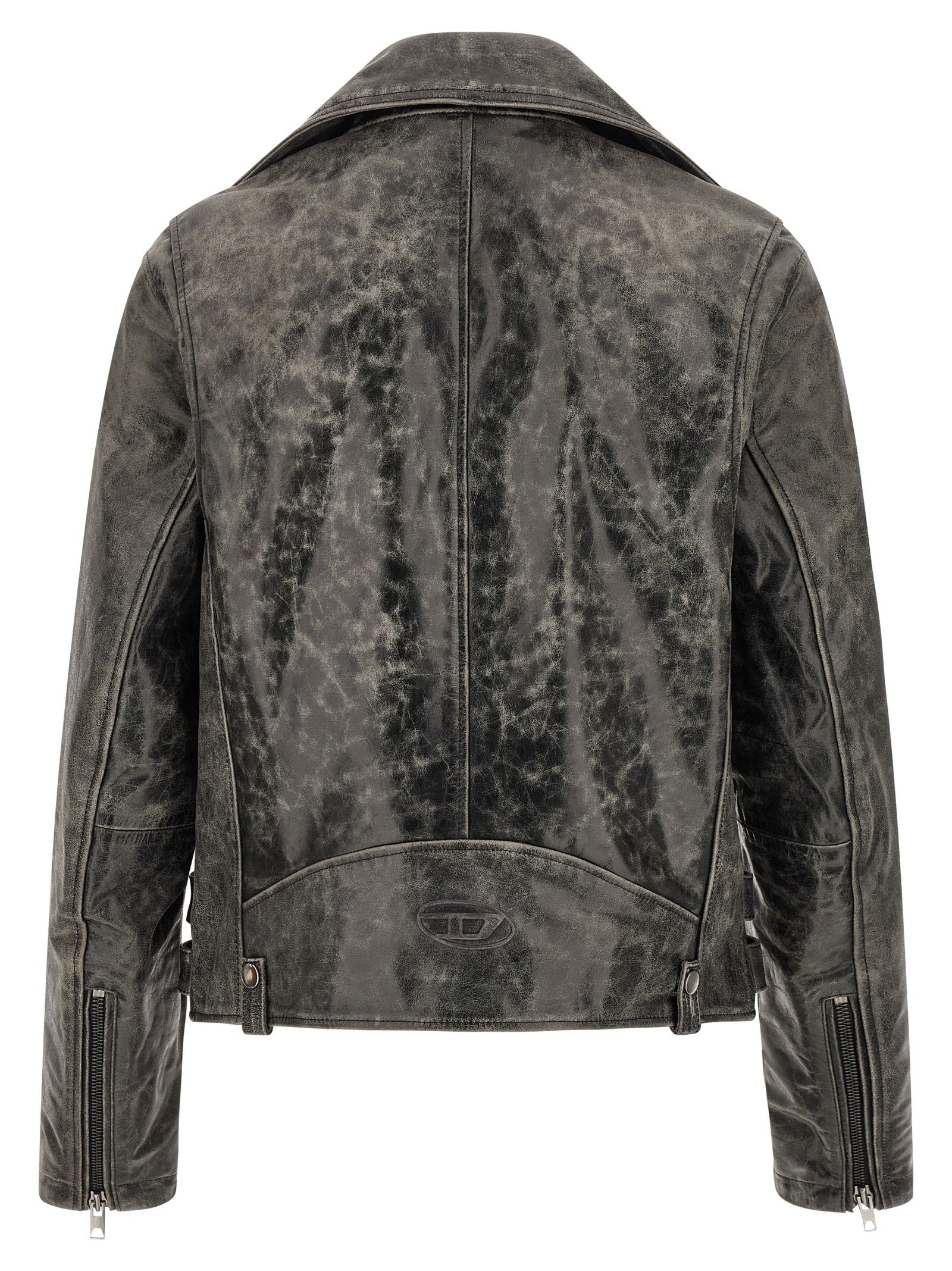 Diesel L-Eon-Cjcm Leren Biker Jack Grijs-thumbmail-2