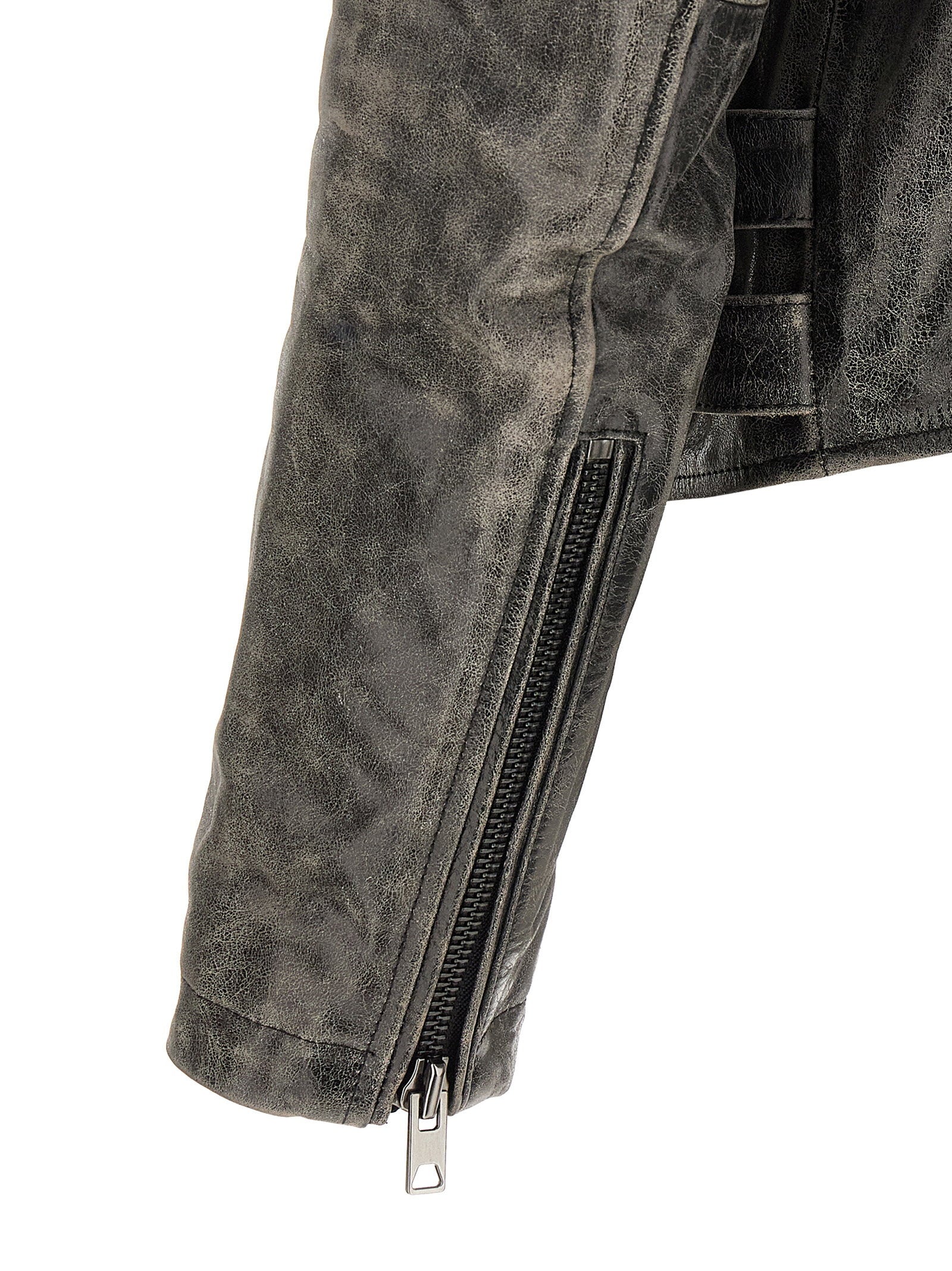 Diesel L-Eon-Cjcm Leren Biker Jack Grijs-thumbmail-4