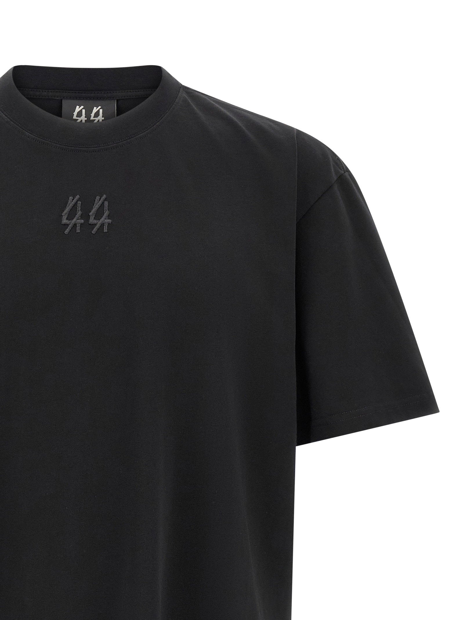 44 Label Group New J44 Tee zwart - detail ribbelboord