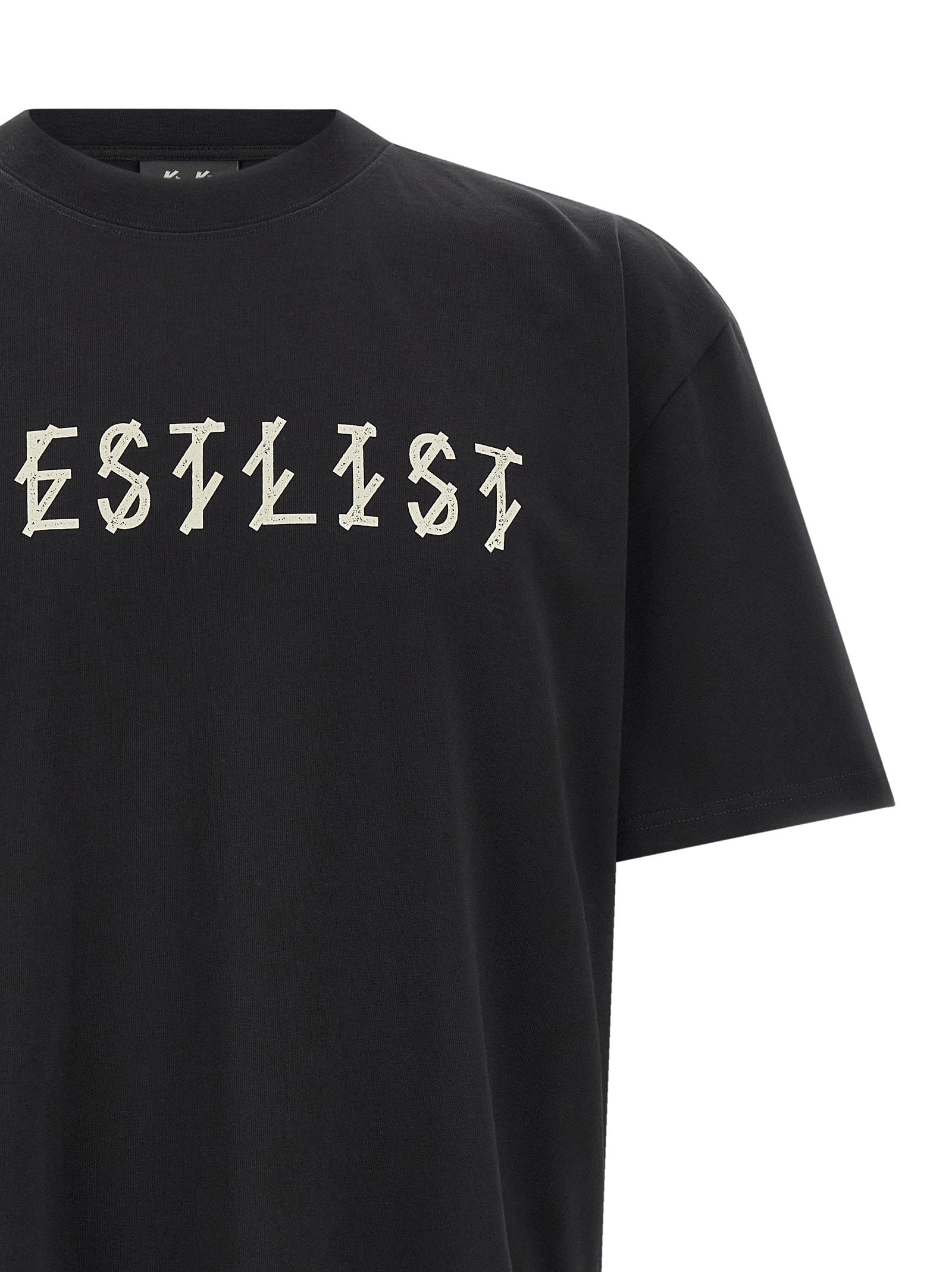 44 Label Group New Bobai T-shirt zwart, detail geribde hals