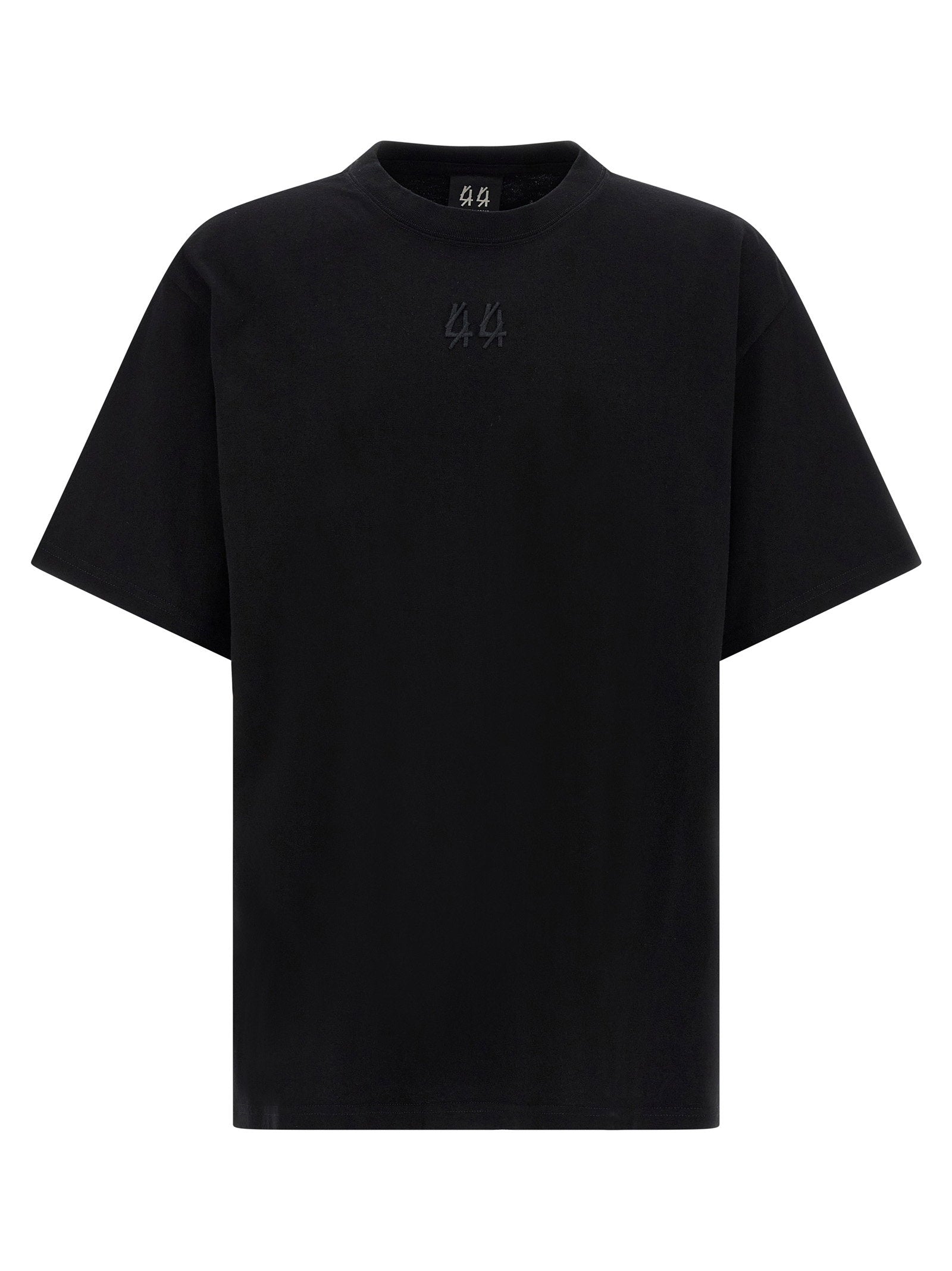 44 Label Group Embroidery Tee Katoenen T-shirt met Logo Zwart Topwear 44 Label