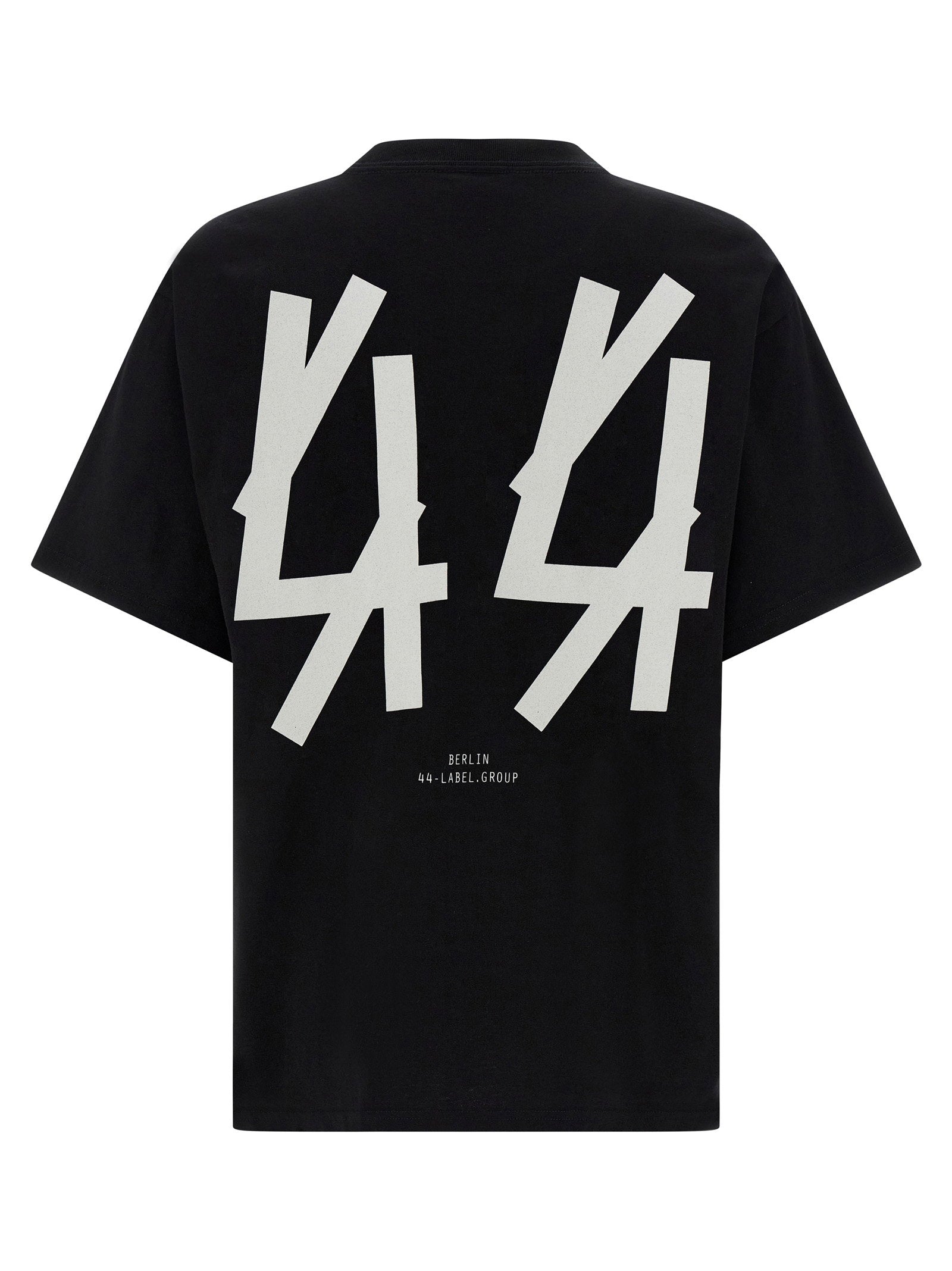 44 Label Group Embroidery Tee zwart, achteraanzicht met 44-print op de rug