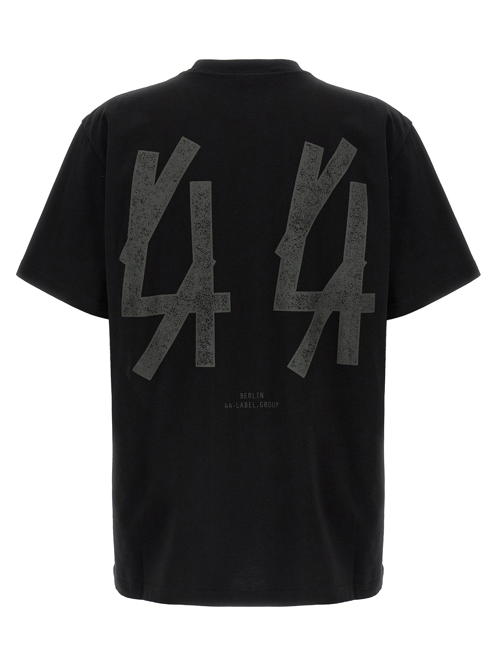 44 Label Group Blacklisted Tee zwart, achteraanzicht met 44-graphic op de rug
