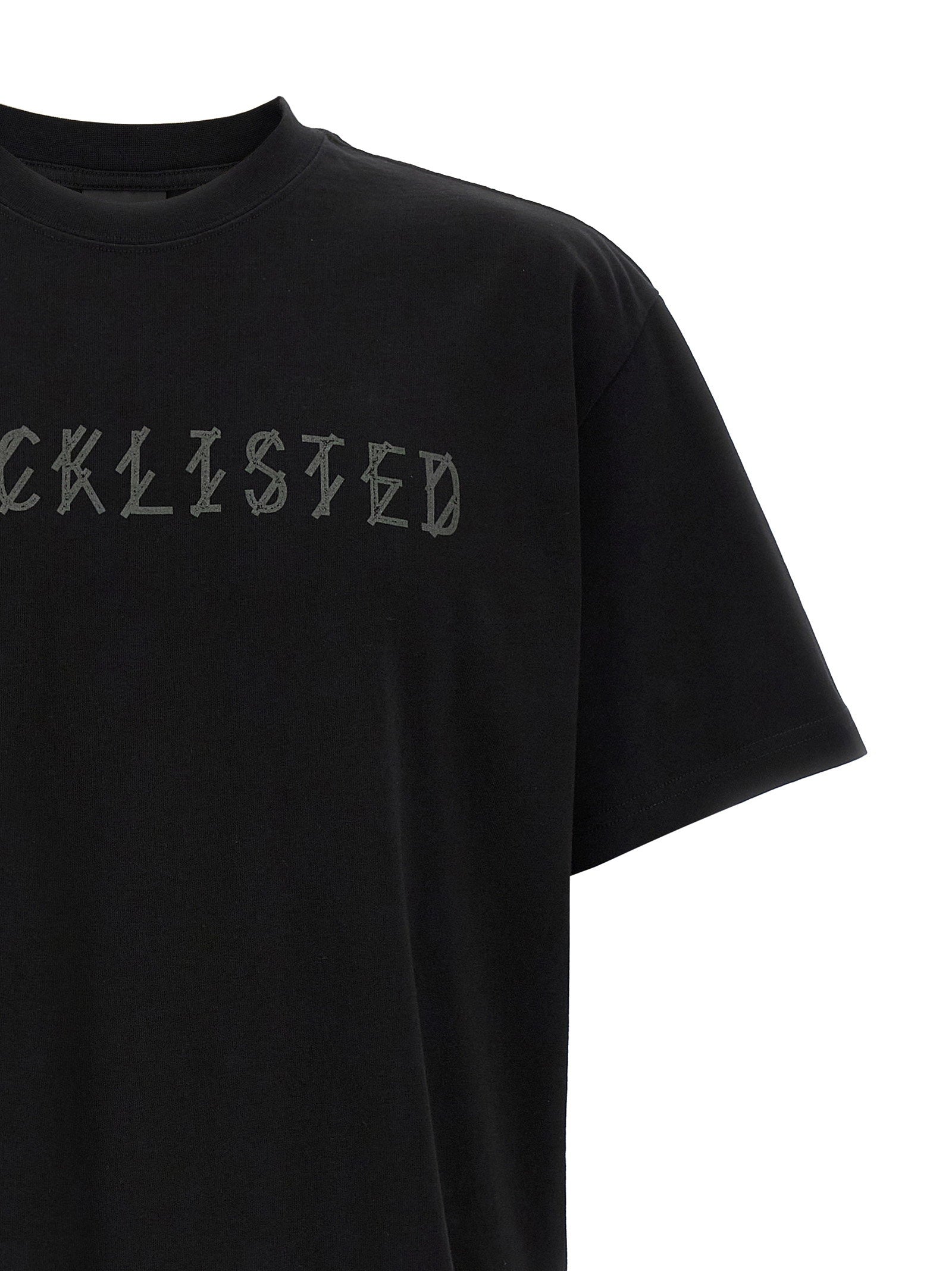 44 Label Group Blacklisted Tee zwart, close-up van de print