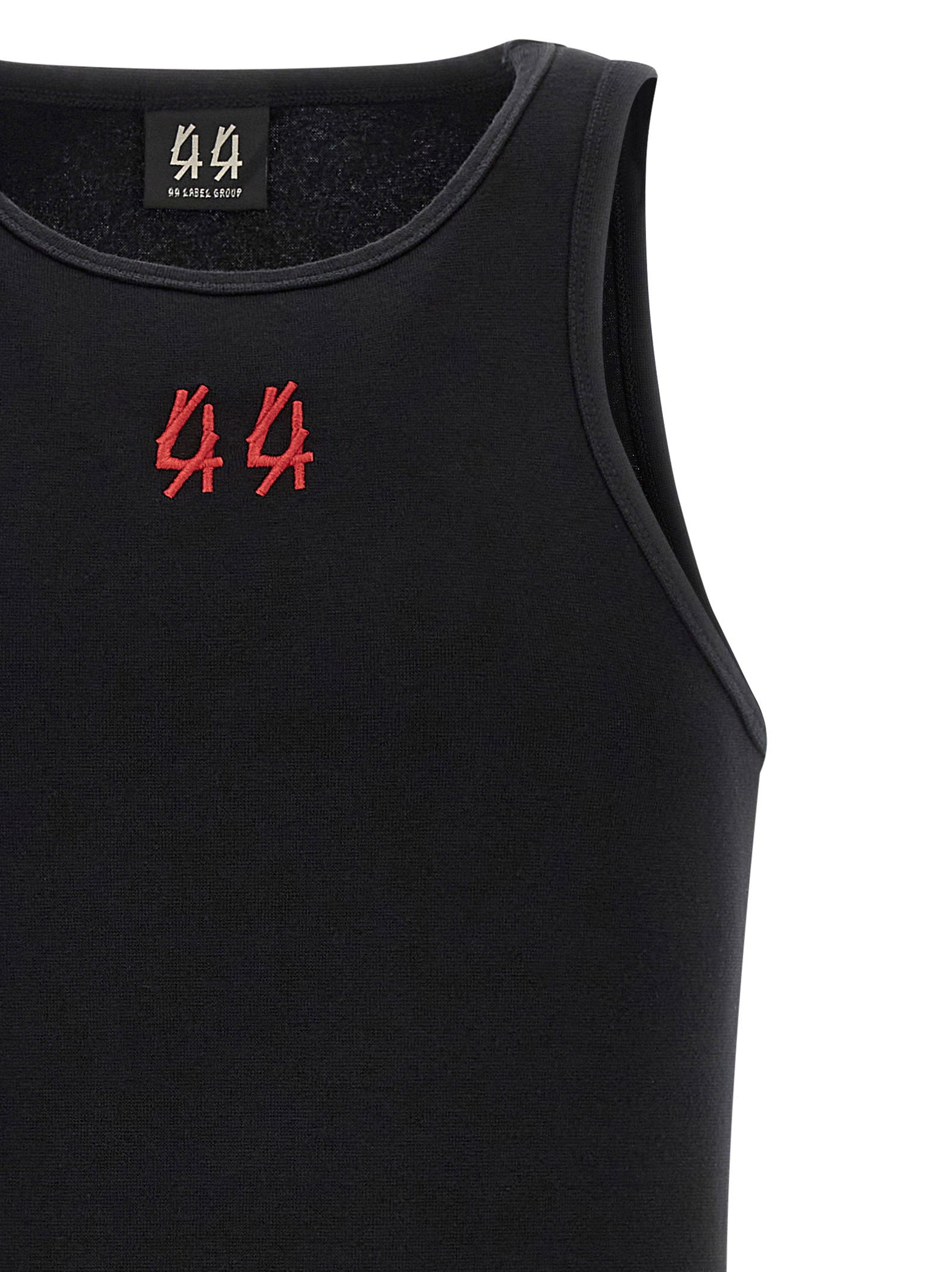 Rood 44 Label Group logoborduursel op geribde tanktop