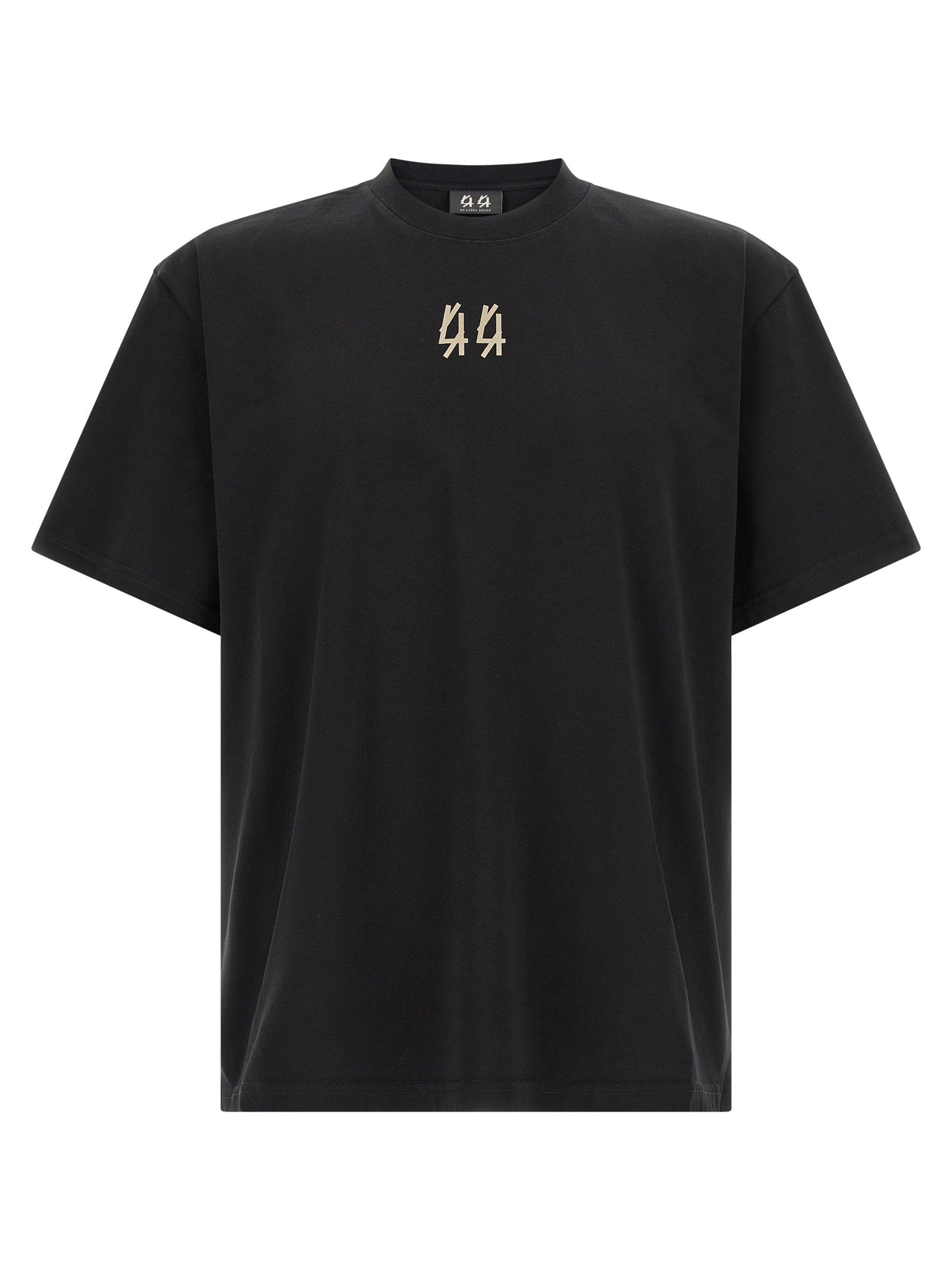 44 Label Group Classic Tee in zwart, vooraanzicht met 44-logo op de borst