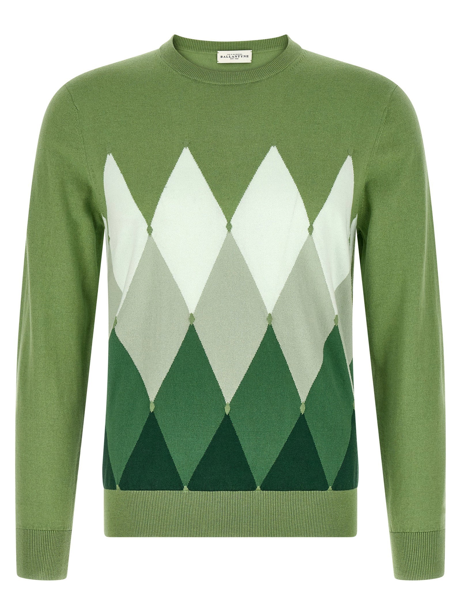 Ballantyne Argyle Ronde Hals Trui Katoen-Kasjmier Topwear Ballantyne