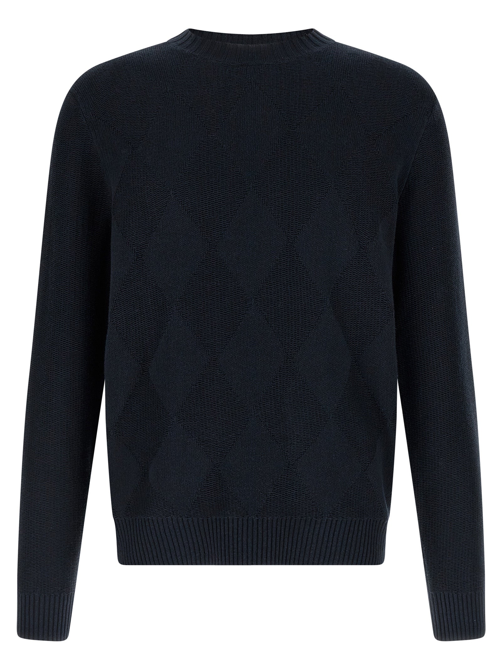 Ballantyne Diamond Linen Blend Intarsia Sweater