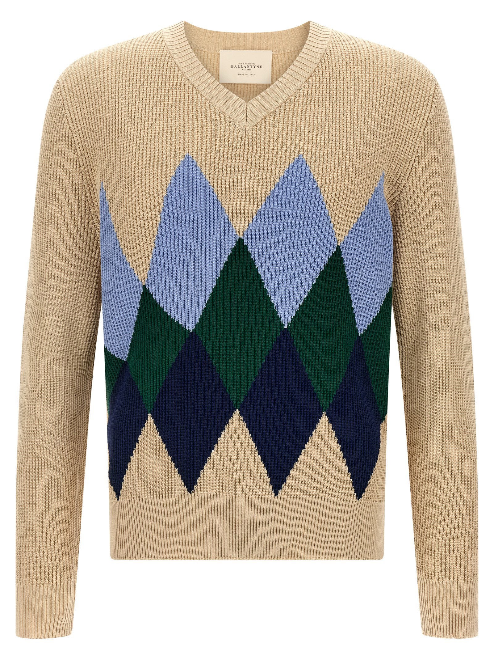 Ballantyne Argyle Trui met V-hals Beige Topwear Ballantyne
