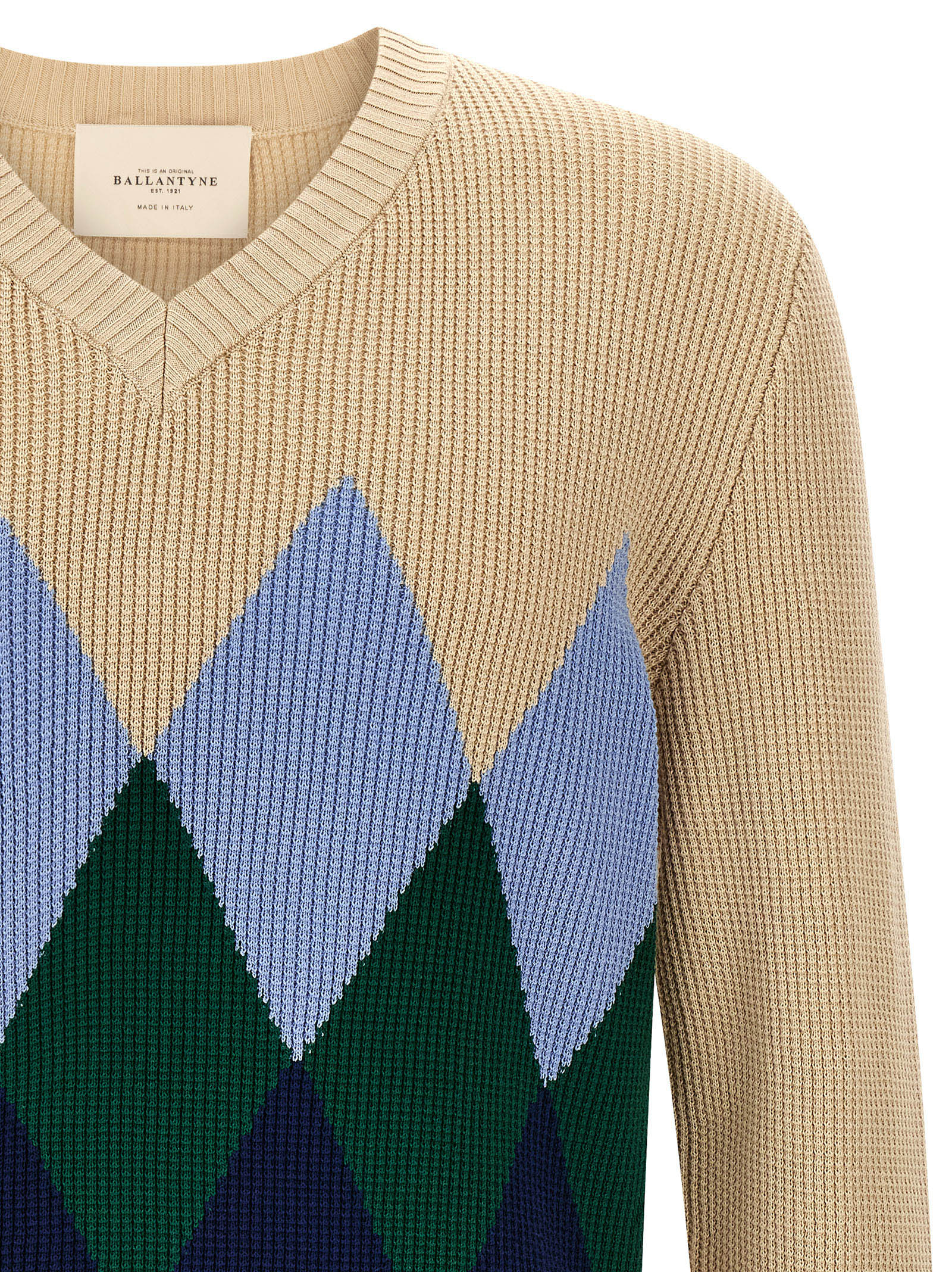Ballantyne Argyle Sweater - detail van de wafelsteek