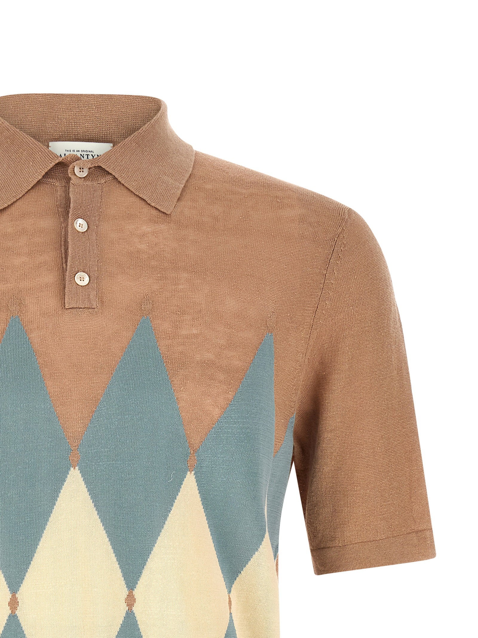 Ballantyne Argyle Linnen Katoenen Polo Beige Shirts Ballantyne