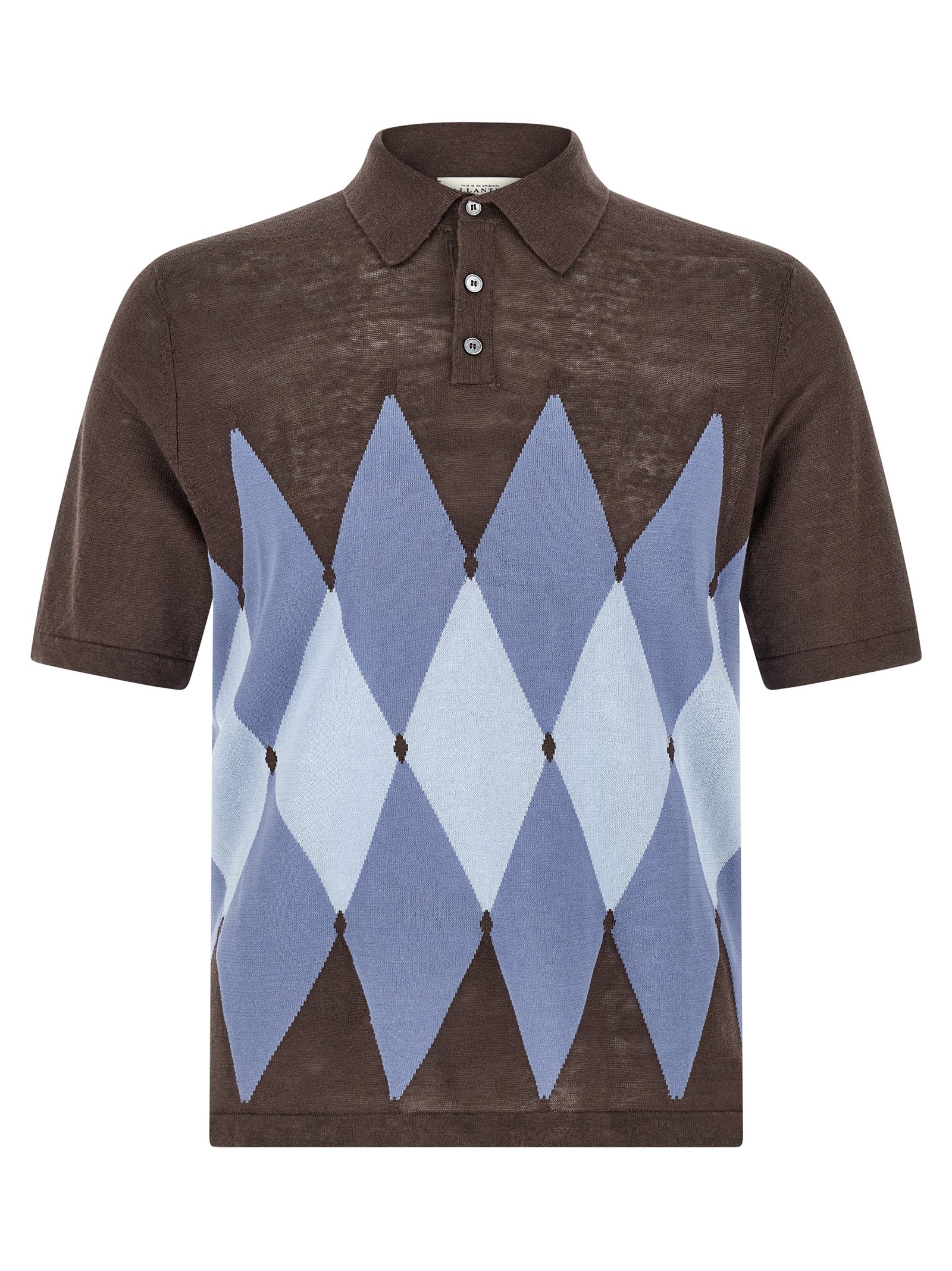 Ballantyne Polo Argyle Linen-Cotton Brown