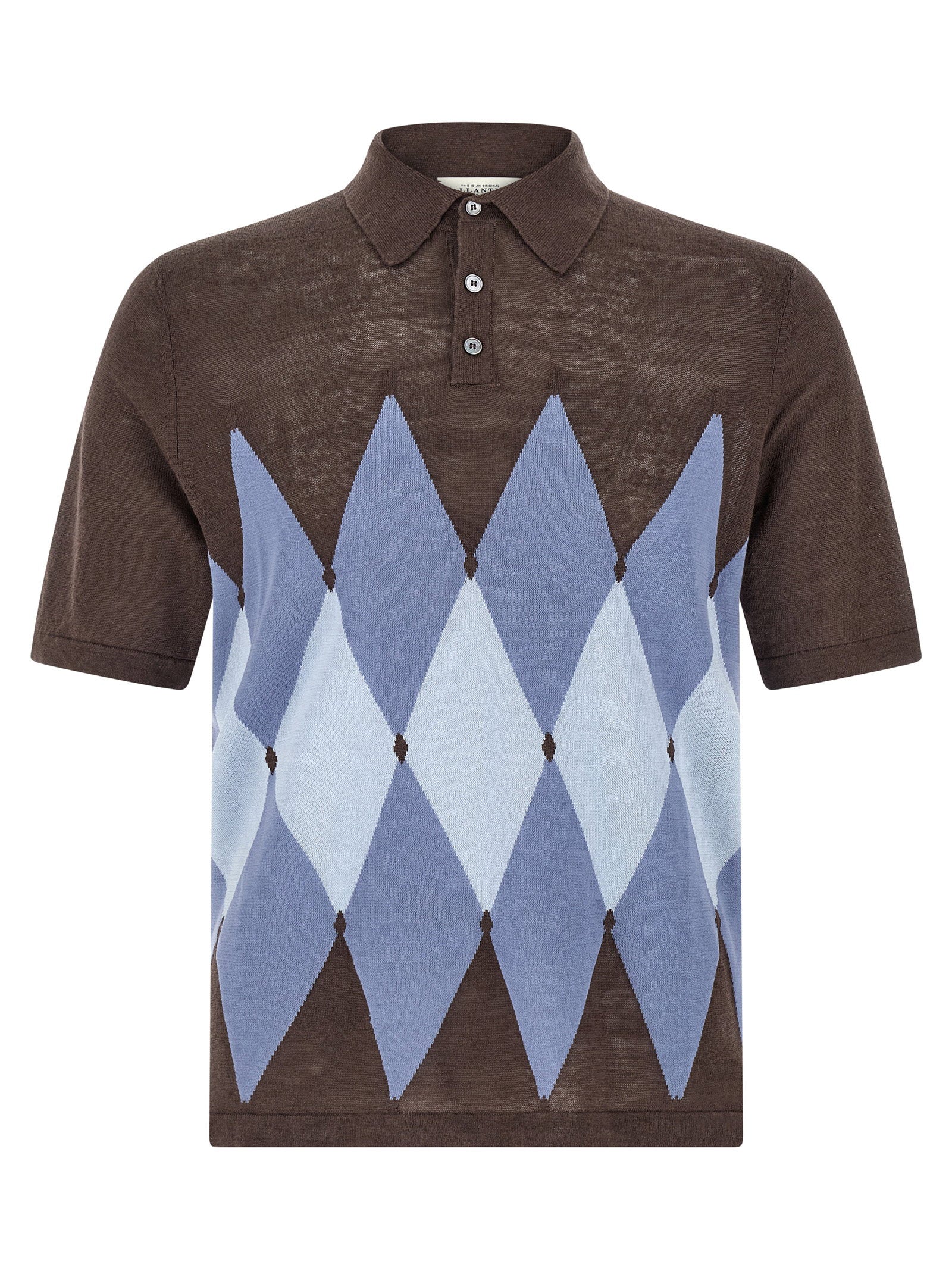 Ballantyne Argyle Linnen Katoenen Polo Bruin Shirts Ballantyne