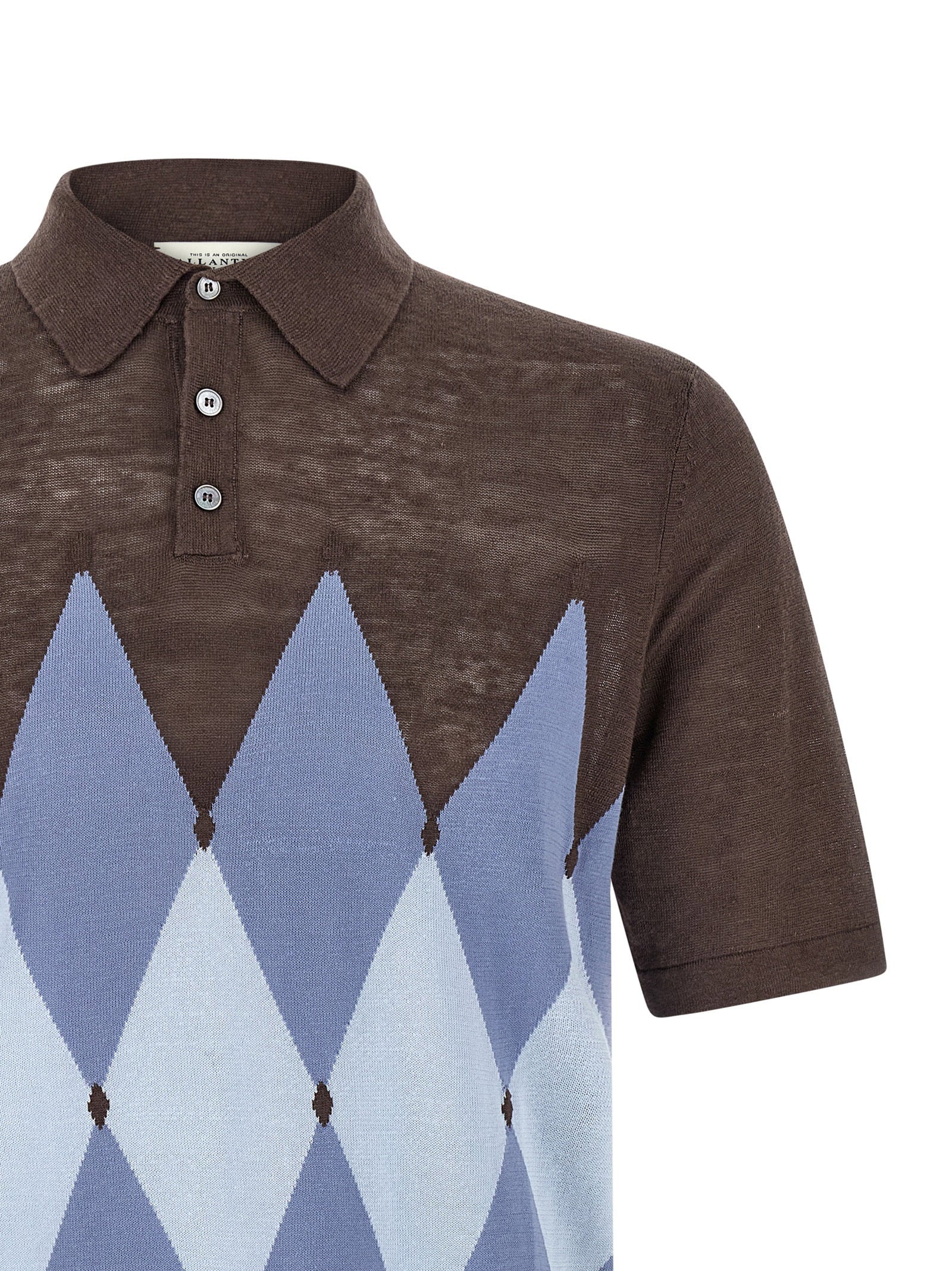 Ballantyne Argyle Linnen Katoenen Polo Bruin Shirts Ballantyne