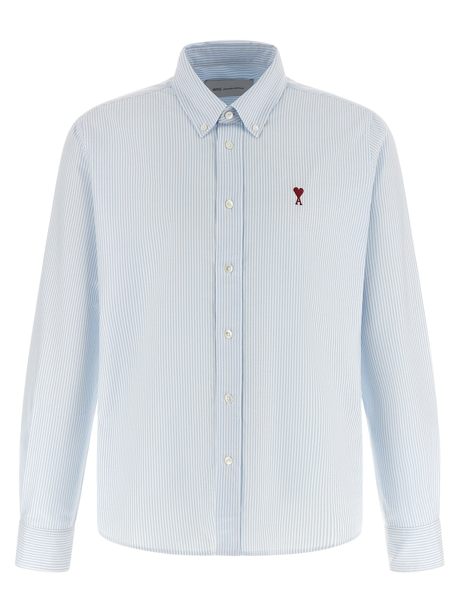 AMI Paris Ami de Coeur Oxford Overhemd Lichtblauw Gestreept