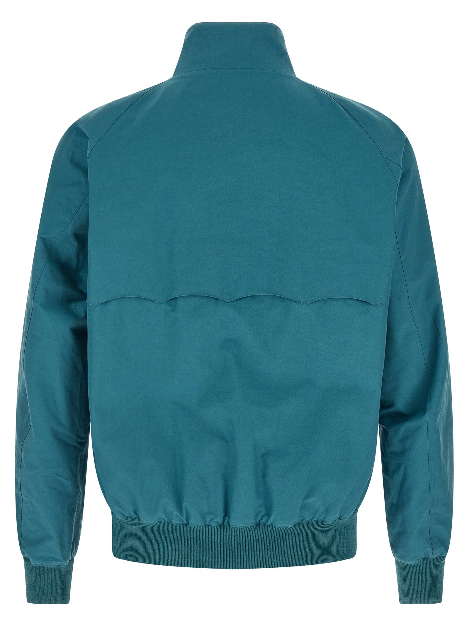 Baracuta G9 Harrington jack in blauw, detail van de schuin geplaatste zijzakken